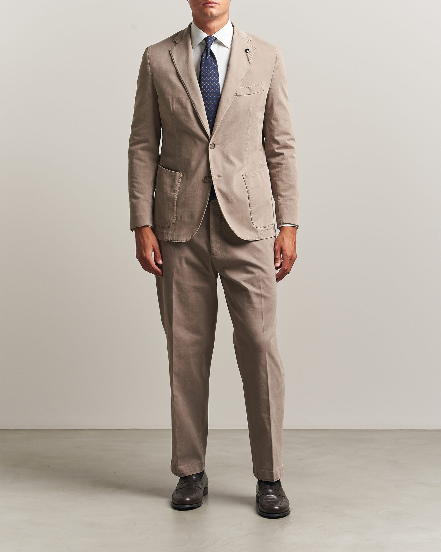 Herren | Sakkos | Santaniello | Washed Cotton Patch Pocket Blazer Taupe