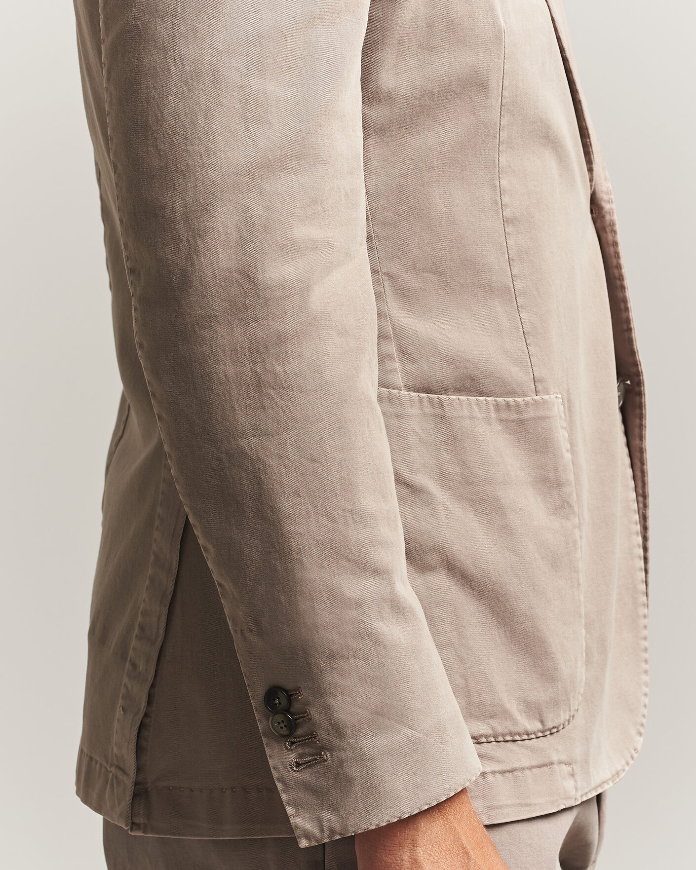 Herren | Sakkos | Santaniello | Washed Cotton Patch Pocket Blazer Taupe
