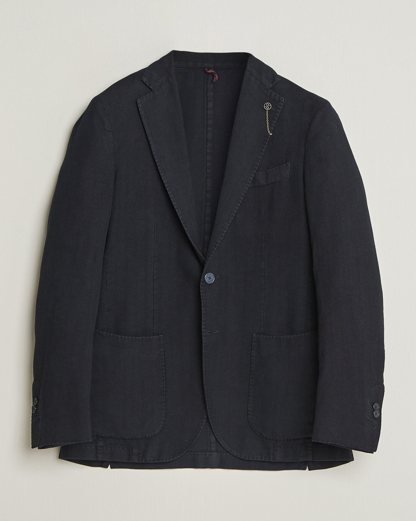 Herren | Sakkos | Santaniello | Soft Touch Cotton Herringbone Blazer Navy