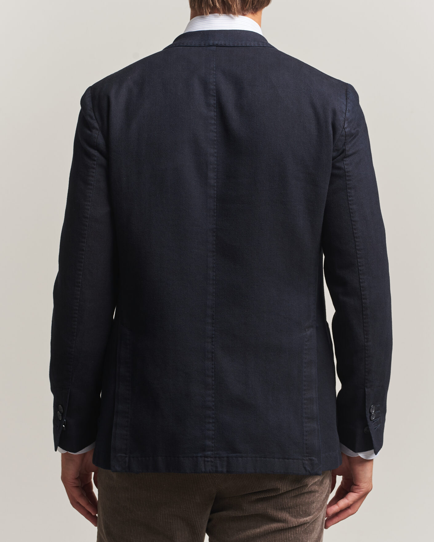 Herren | Sakkos | Santaniello | Soft Touch Cotton Herringbone Blazer Navy
