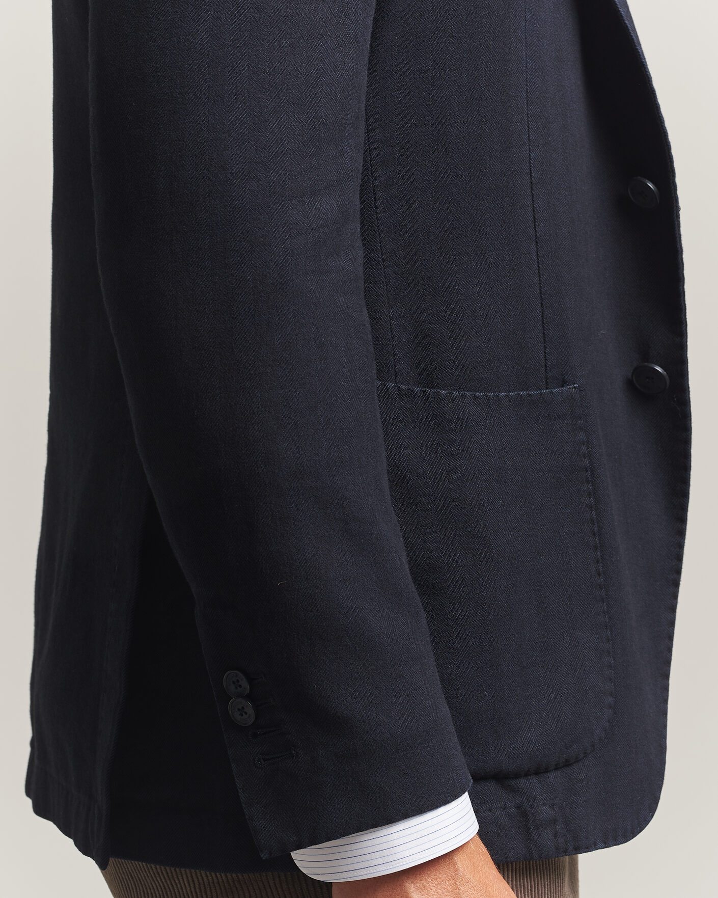 Herren | Sakkos | Santaniello | Soft Touch Cotton Herringbone Blazer Navy