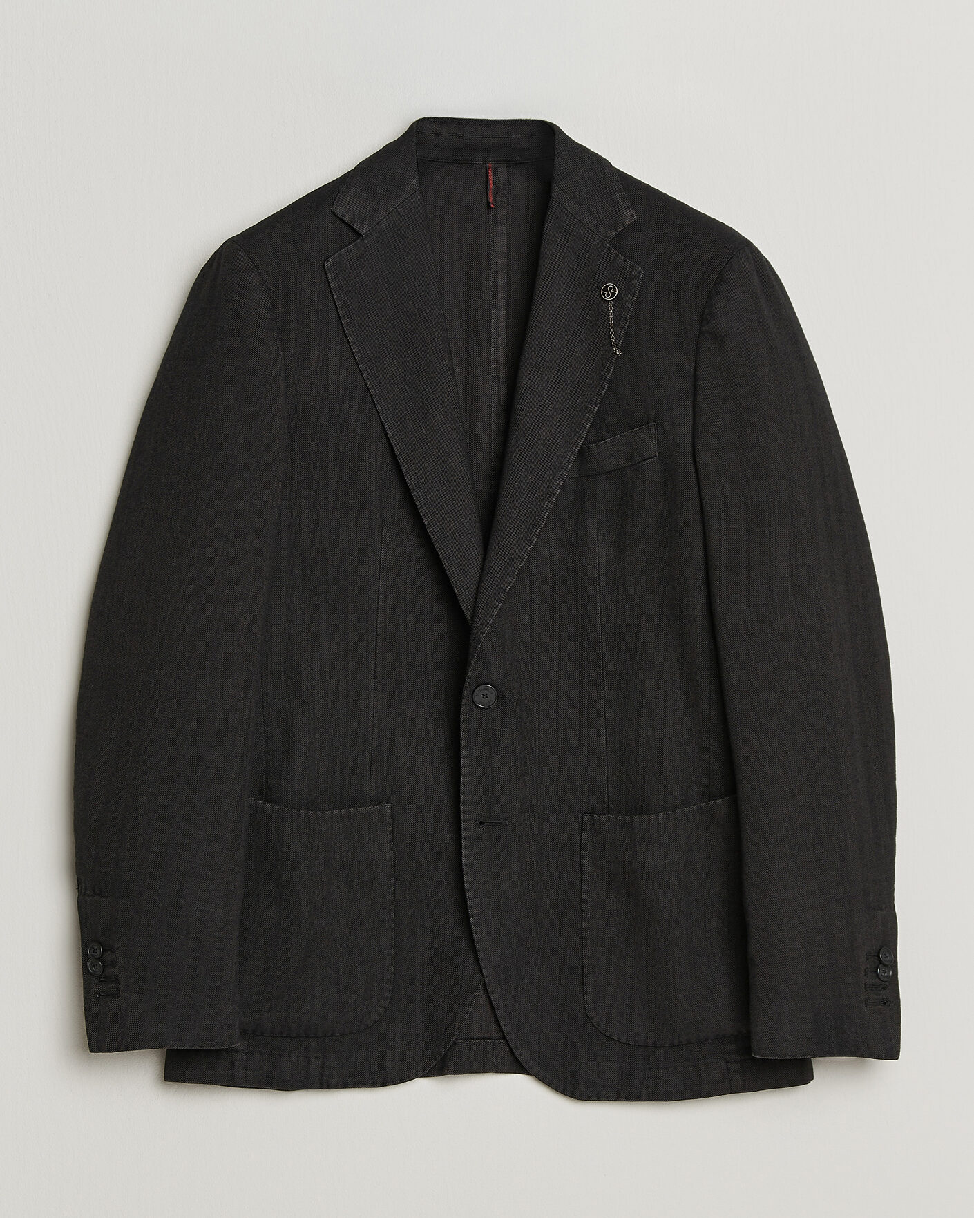 Herren | Sakkos | Santaniello | Soft Touch Cotton Herringbone Blazer Black