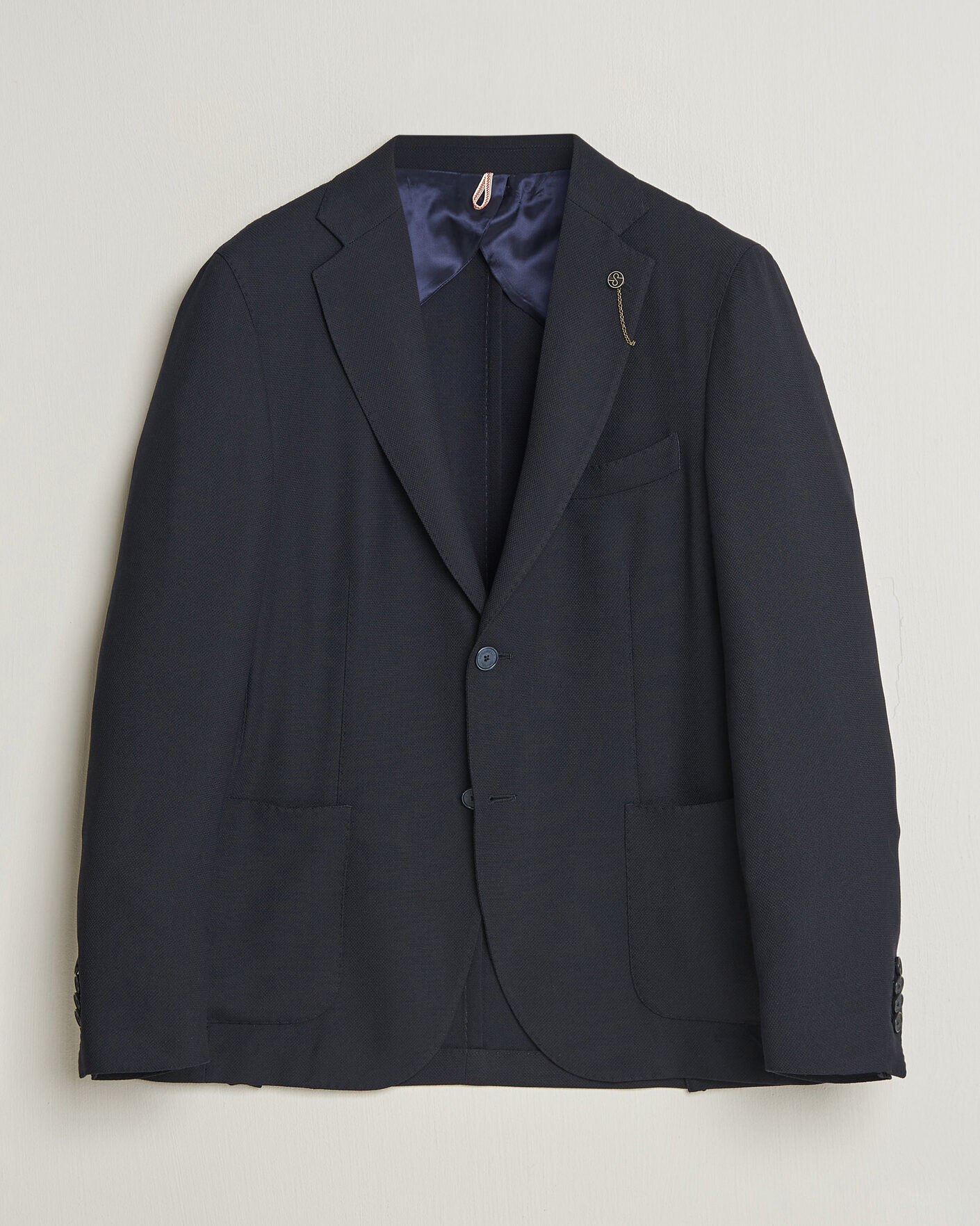 Herren | Sakkos | Santaniello | Wool Mini Hopsack Blazer Navy