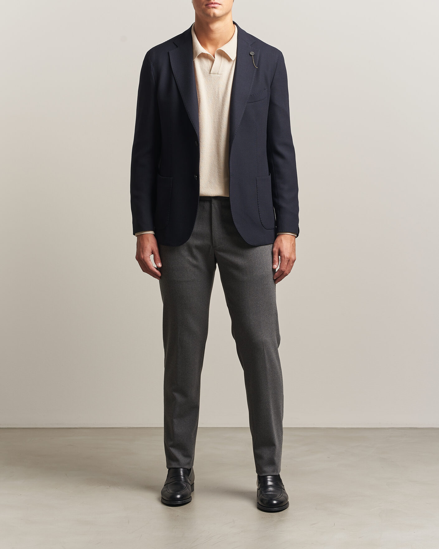 Herren | Sakkos | Santaniello | Wool Mini Hopsack Blazer Navy