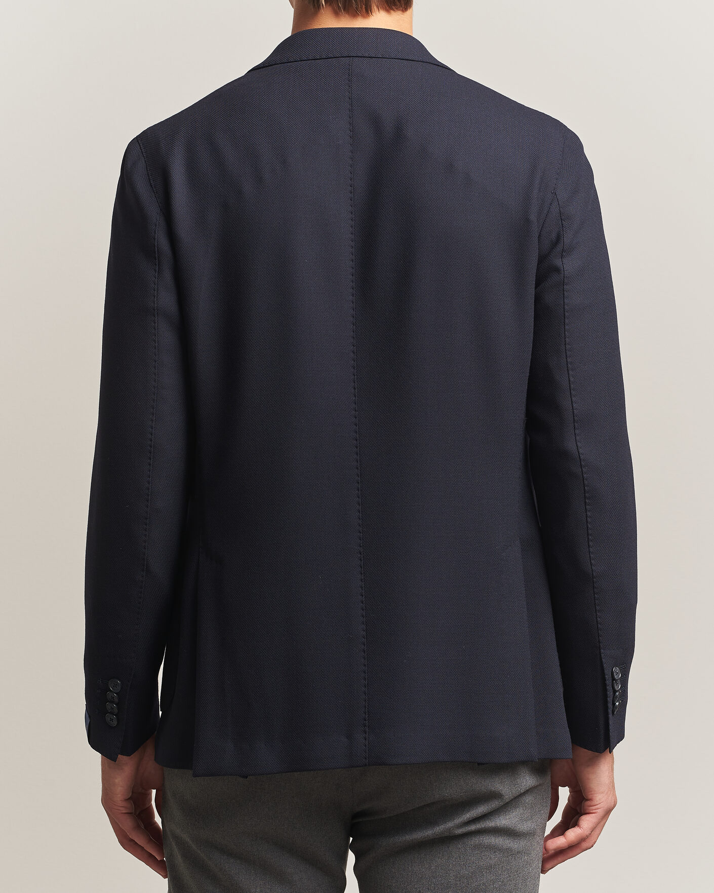 Herren | Sakkos | Santaniello | Wool Mini Hopsack Blazer Navy