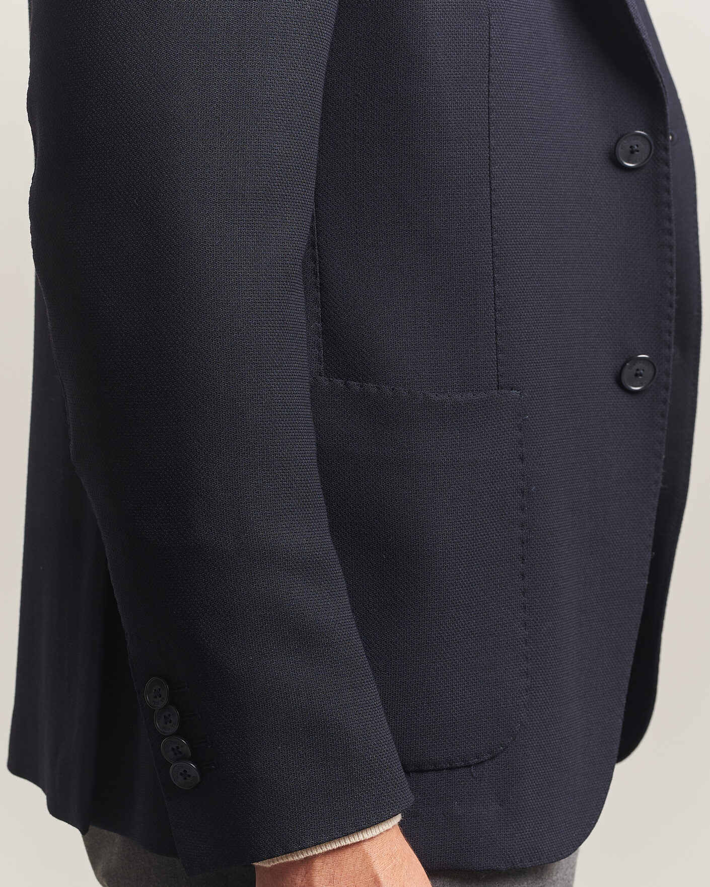 Herren | Sakkos | Santaniello | Wool Mini Hopsack Blazer Navy