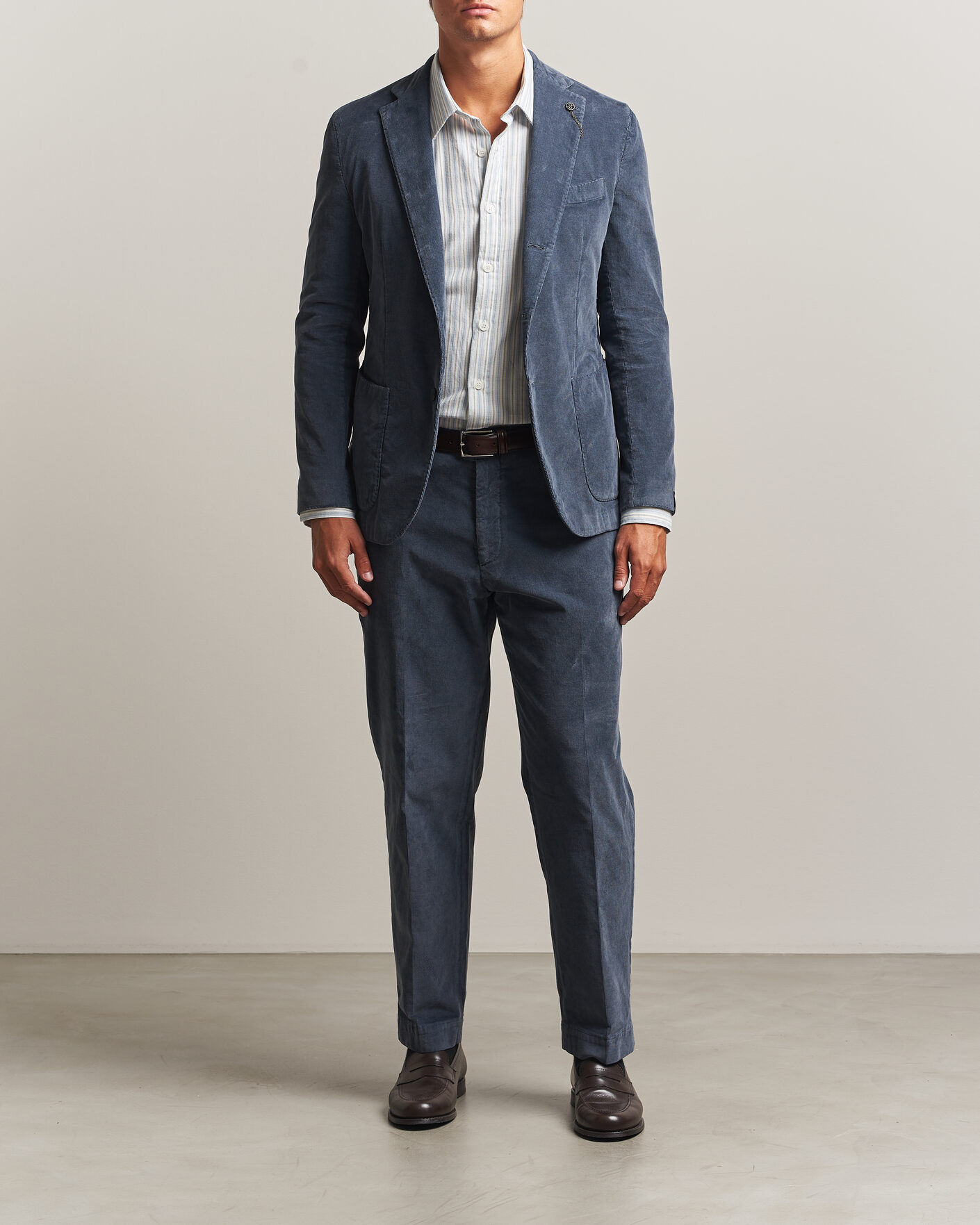 Herren | Sakkos | Santaniello | Corduroy Patch Pocket Blazer Iron Blue