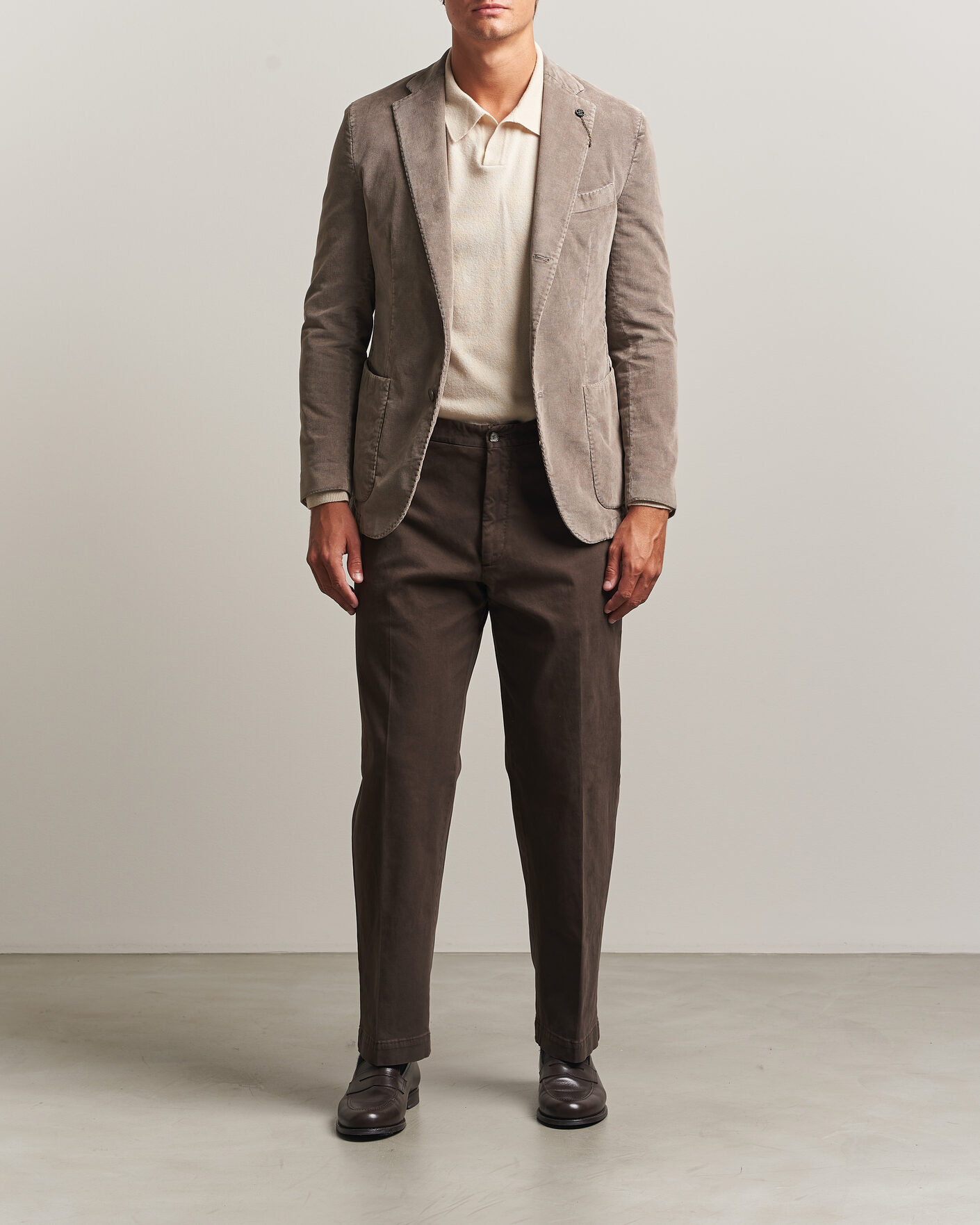 Herren | Sakkos | Santaniello | Corduroy Patch Pocket Blazer Taupe