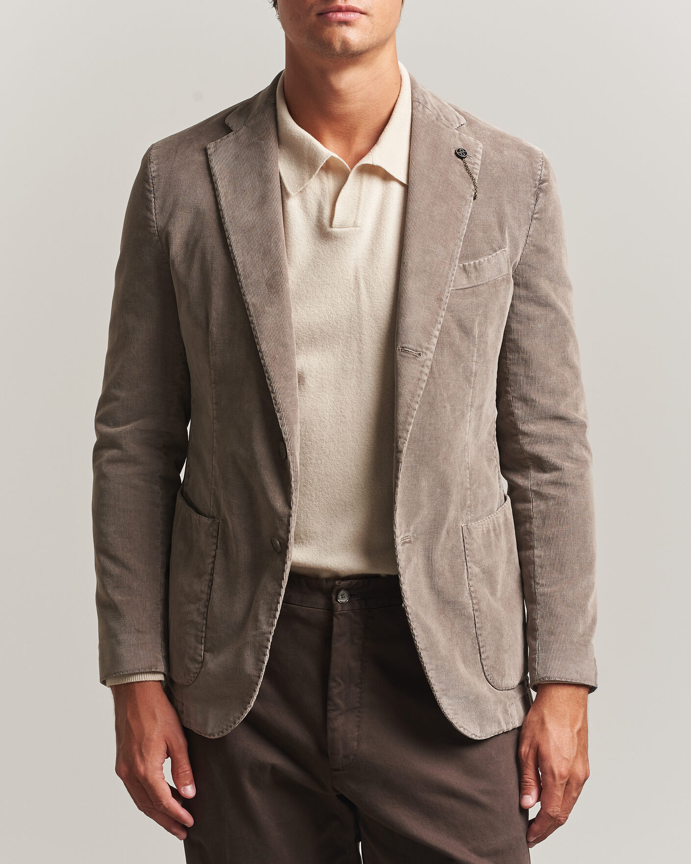 Herren | Sakkos | Santaniello | Corduroy Patch Pocket Blazer Taupe