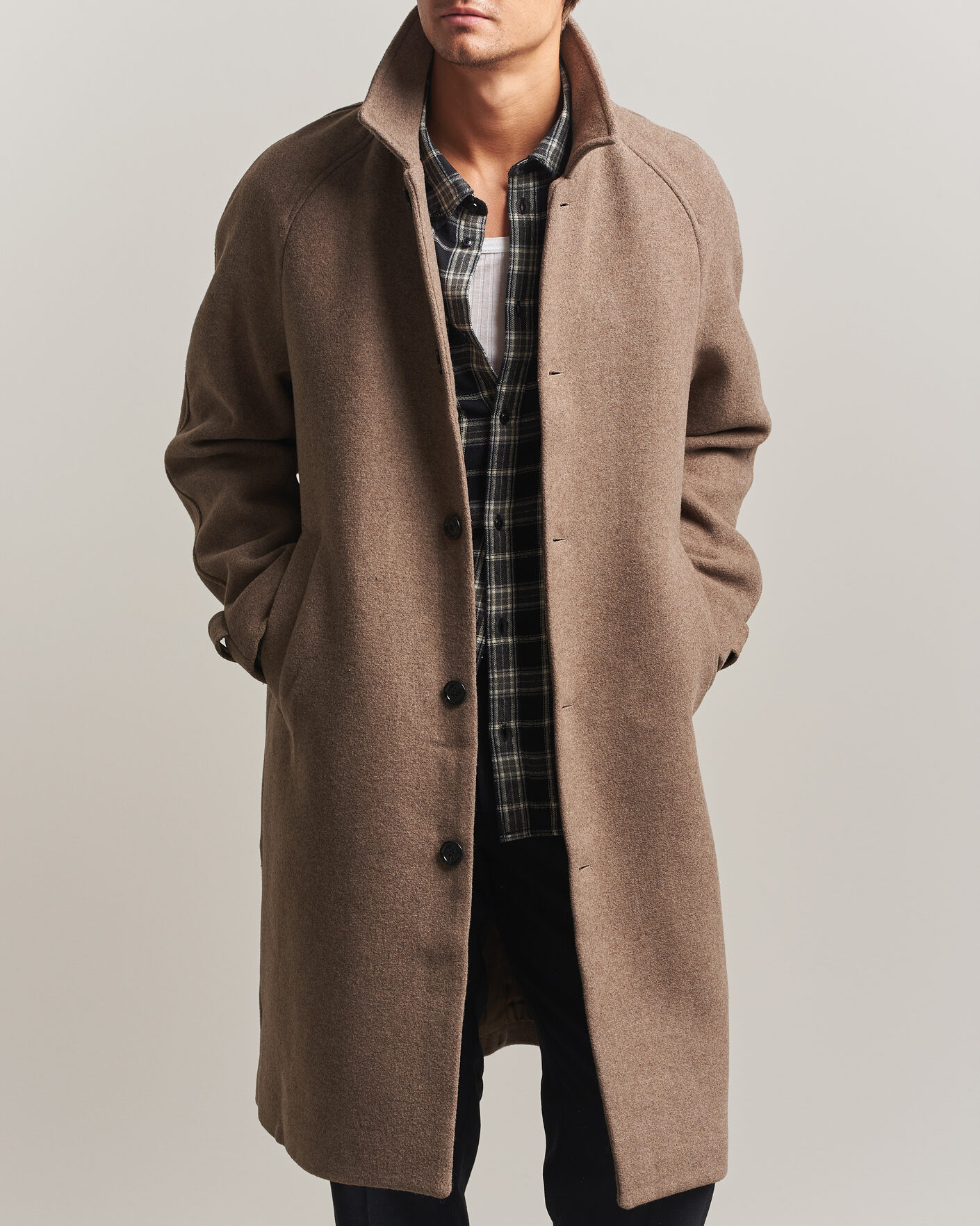 Herren | Jacken | LES DEUX | Solid Wool Coat Dark Sand Melange