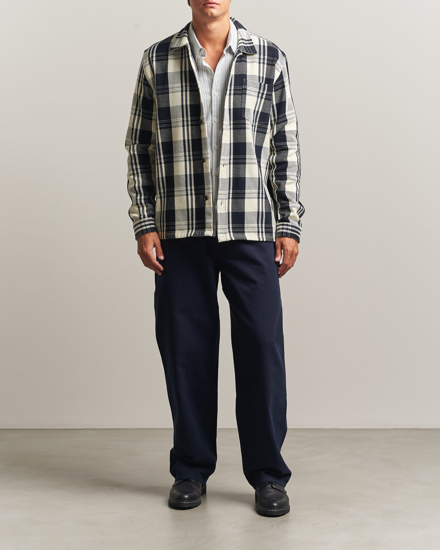 Herren | Hemden | LES DEUX | Structured Check Overshirt Dark Navy