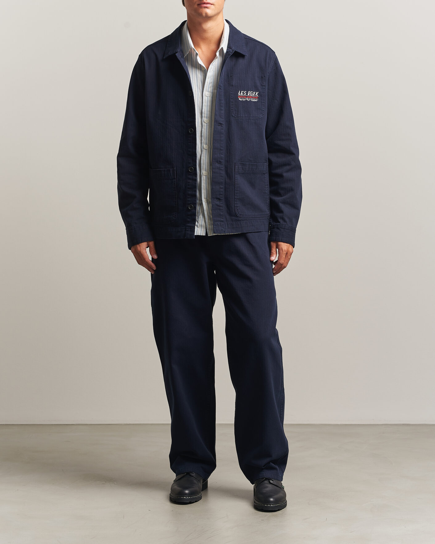 Herren | Hemden | LES DEUX | Herringbone Artist Overshirt Dark Navy