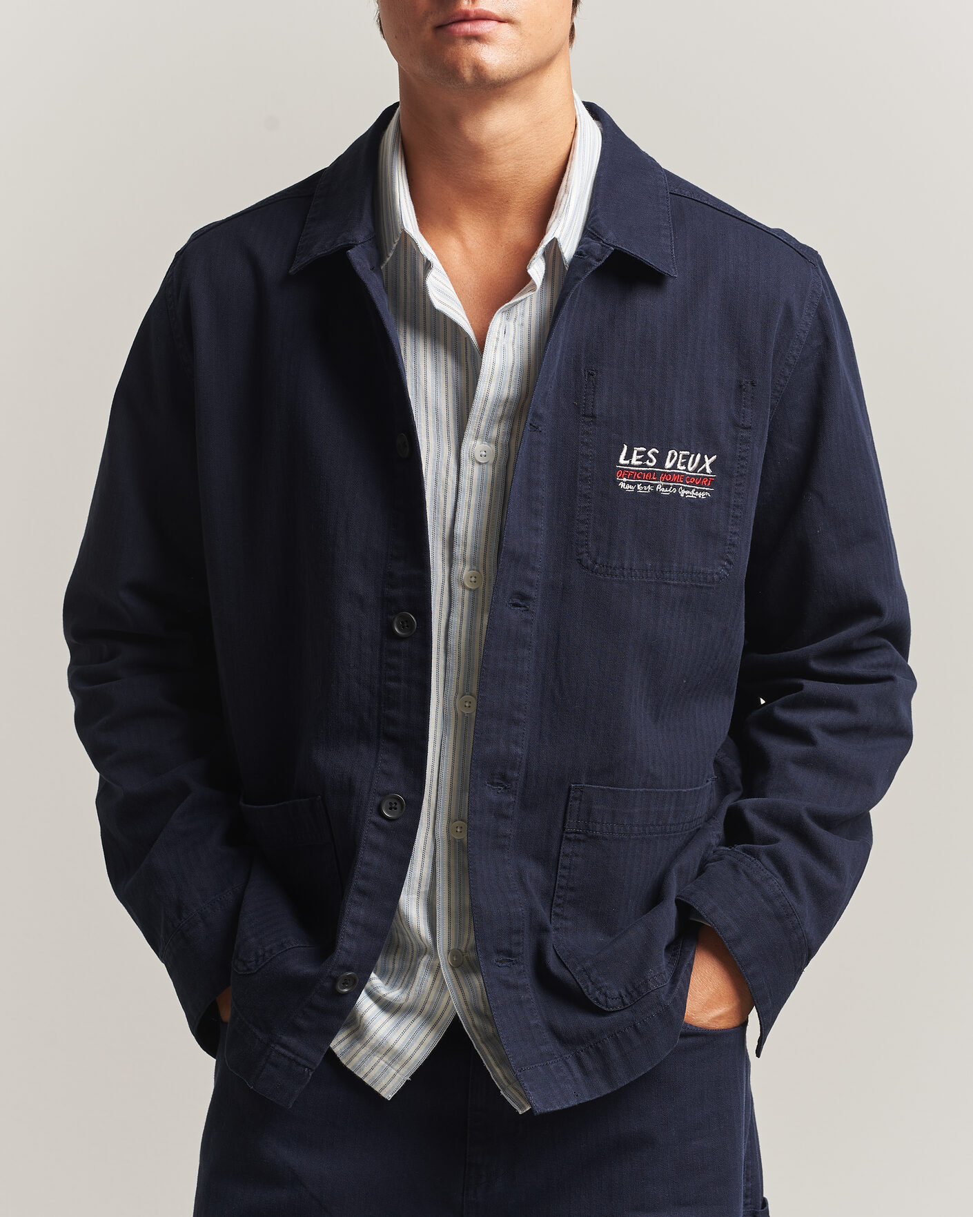 Herren | Hemden | LES DEUX | Herringbone Artist Overshirt Dark Navy