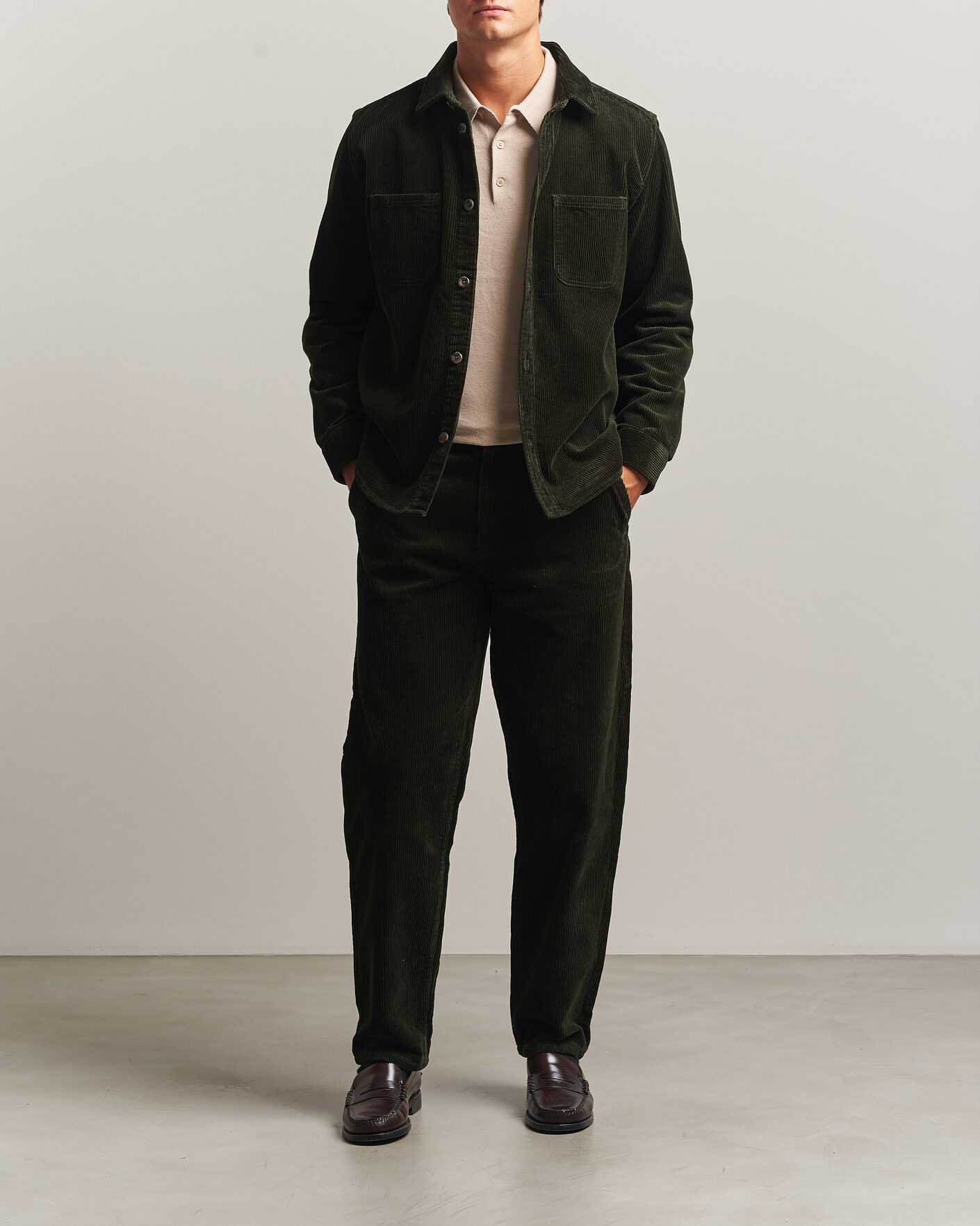 Herren | Hemden | LES DEUX | Corduroy Overshirt Rosin Green