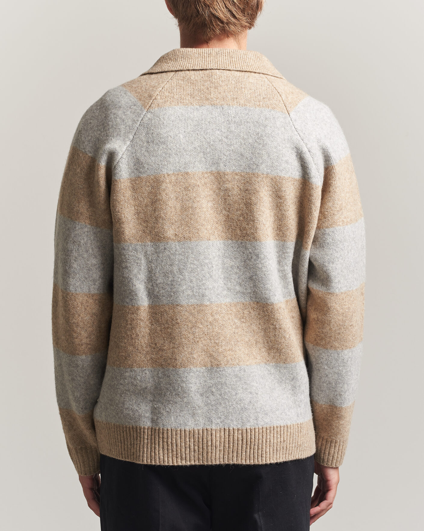 Herren | Pullover | LES DEUX | Striped Melange Knit Polo Light Sand Melange