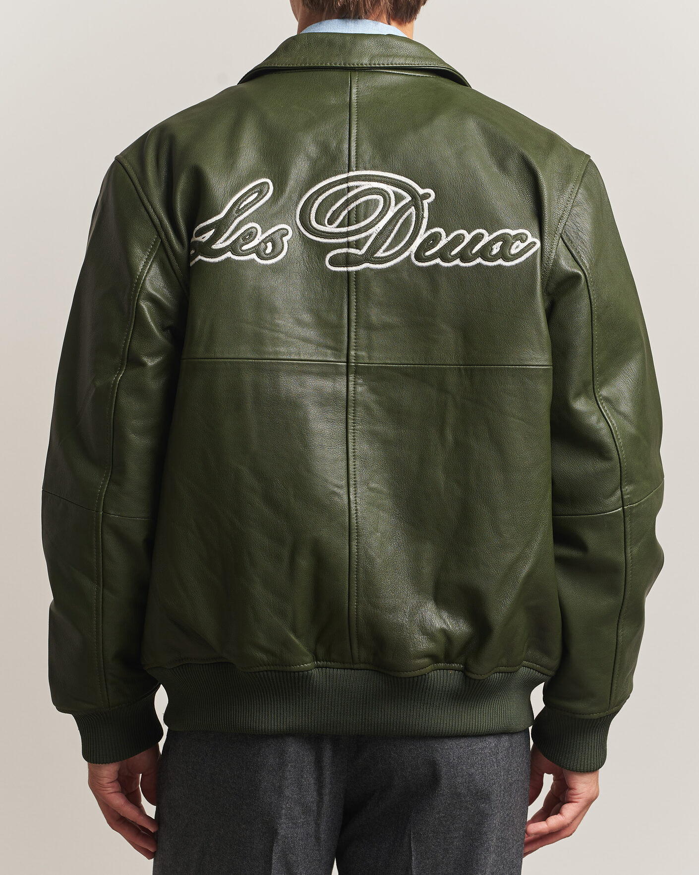 Herren | Jacken | LES DEUX | Leather Varsity Jacket Rifle Green
