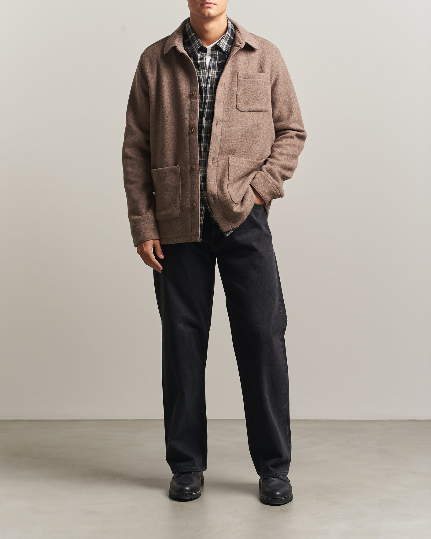 Herren | Hemden | LES DEUX | Wool Overshirt Dark Sand Melange