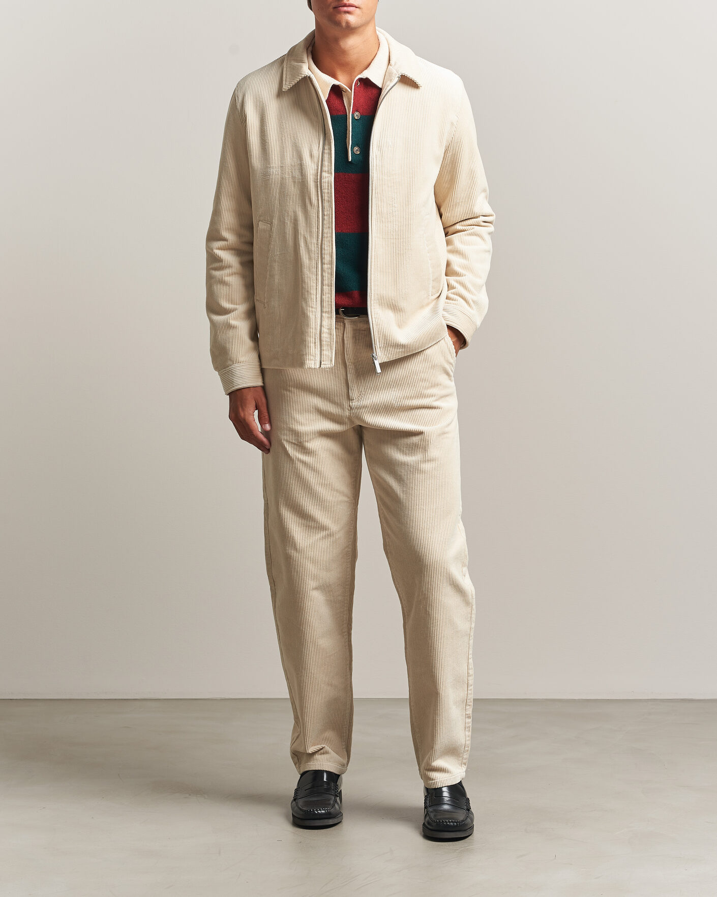 Herren | Jacken | LES DEUX | Corduroy Zipper Coach Jacket Ivory