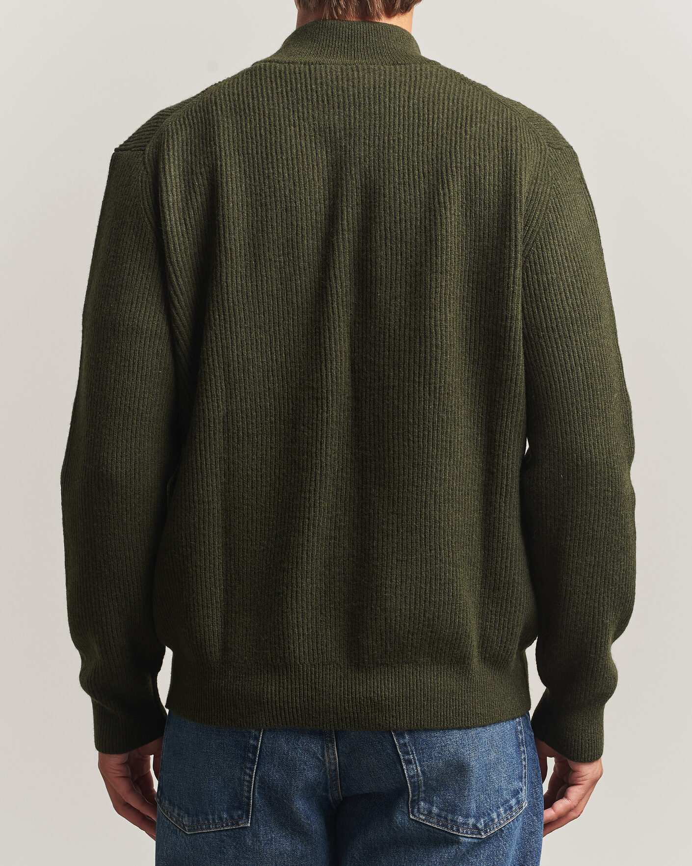Herren | Pullover | LES DEUX | Wool Rib Knitter Zip Rosin Green
