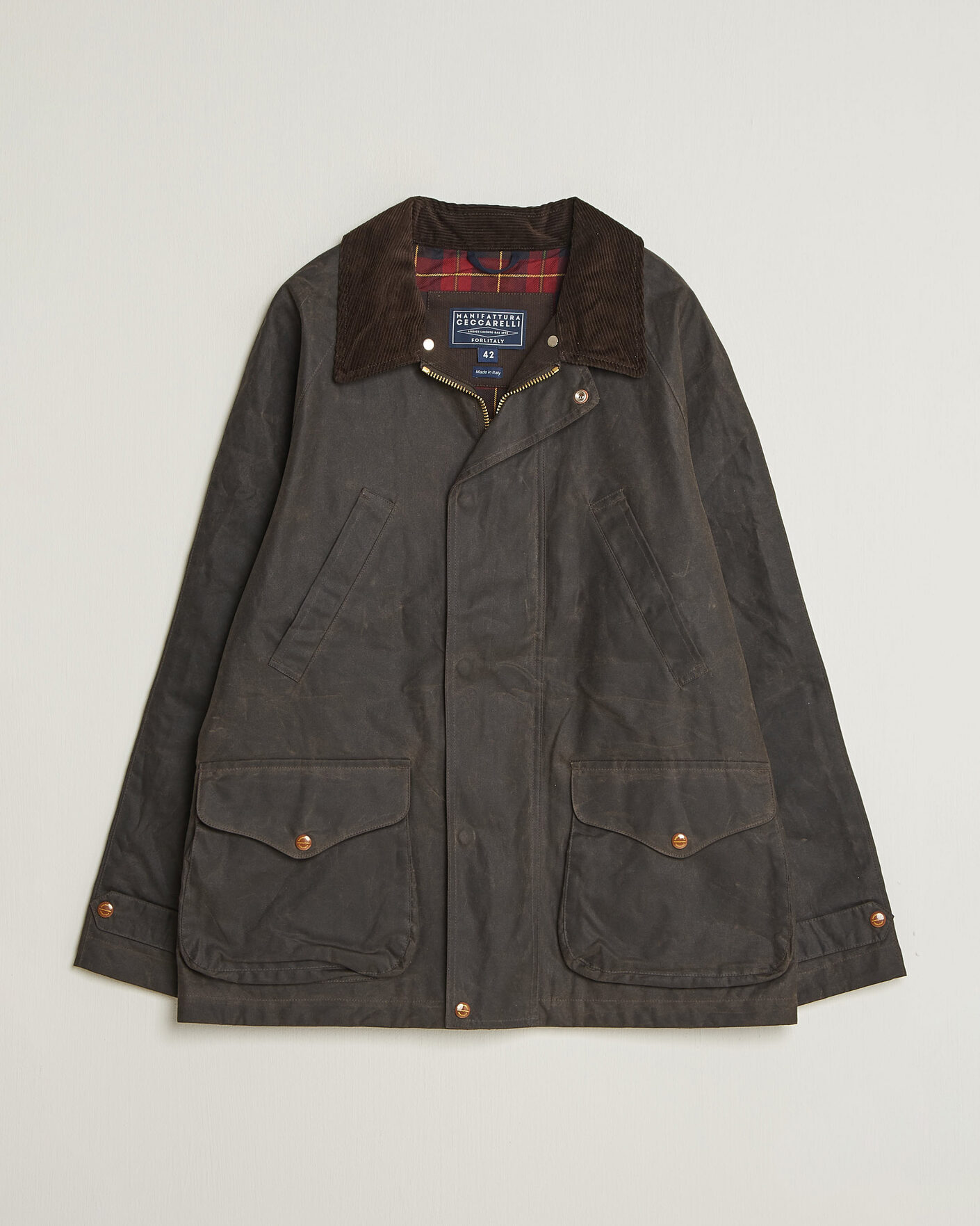 Herren | Jacken | Manifattura Ceccarelli | Rain Caban Wax Cloth Chocolate