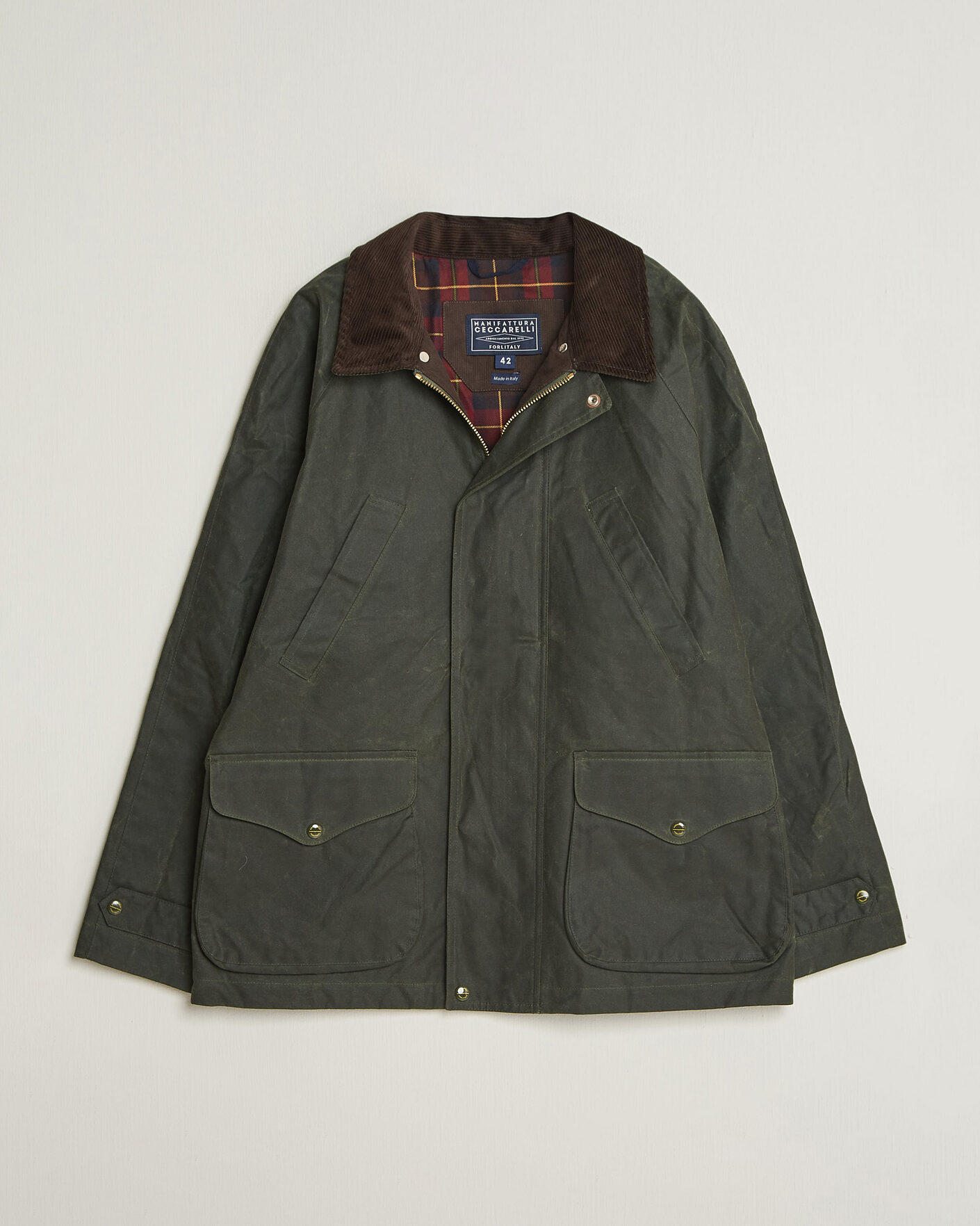 Herren | Jacken | Manifattura Ceccarelli | Rain Caban Wax Cloth Dark Green