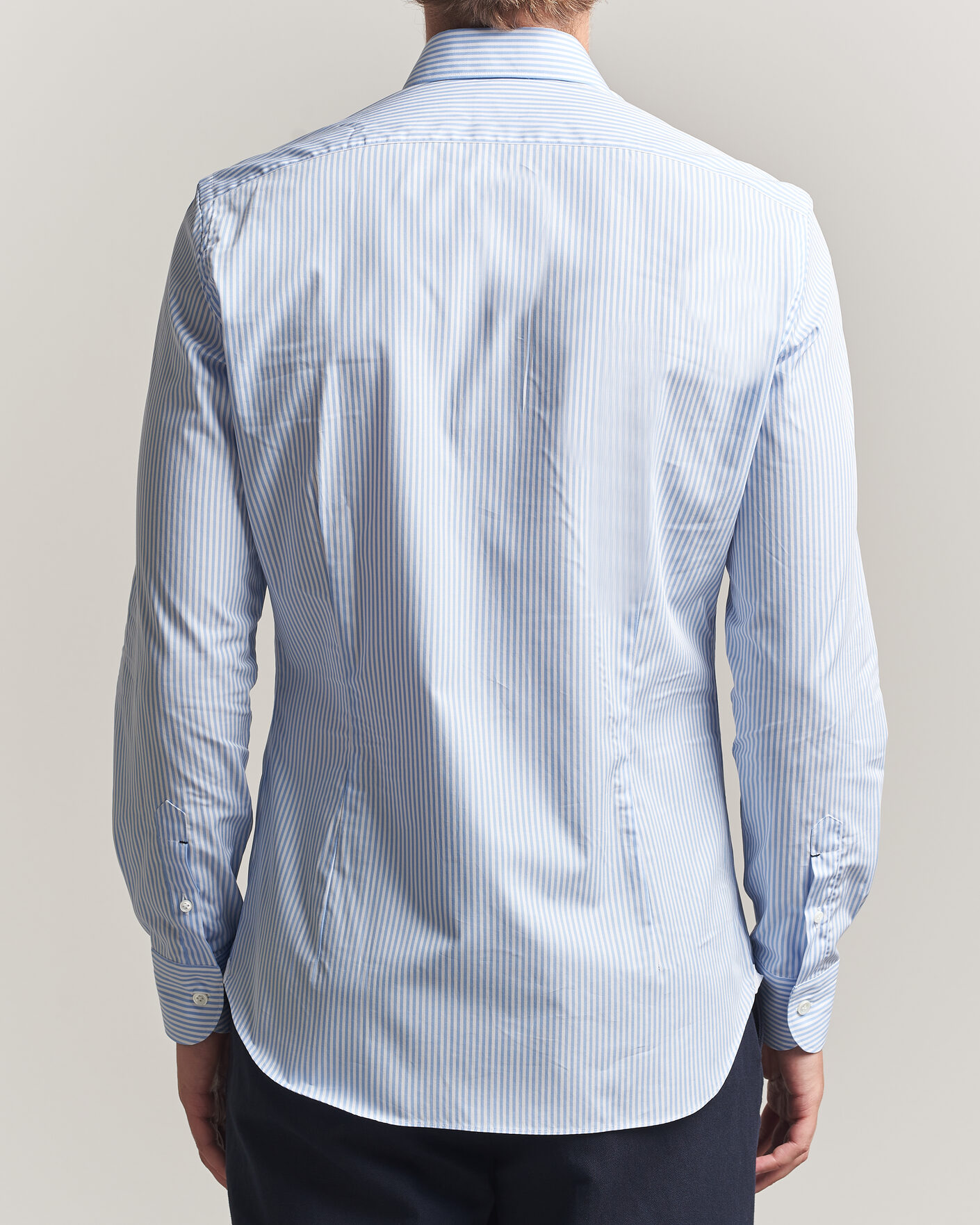 Herren | Hemden | Mazzarelli | Soft Cotton Popeline Shirt Light Blue Stripe
