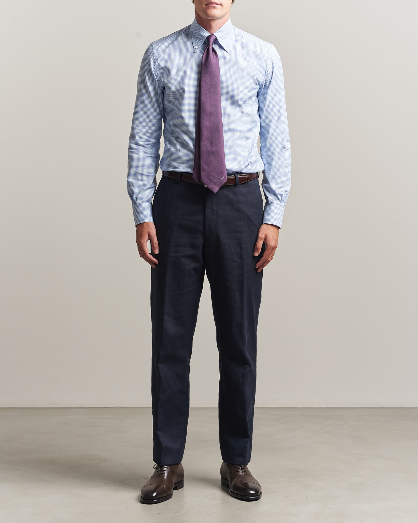 Herren | Hemden | Mazzarelli | Soft Oxford Button Down Shirt Light Blue Check