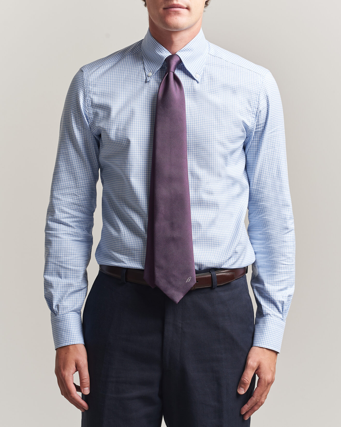 Herren | Hemden | Mazzarelli | Soft Oxford Button Down Shirt Light Blue Check