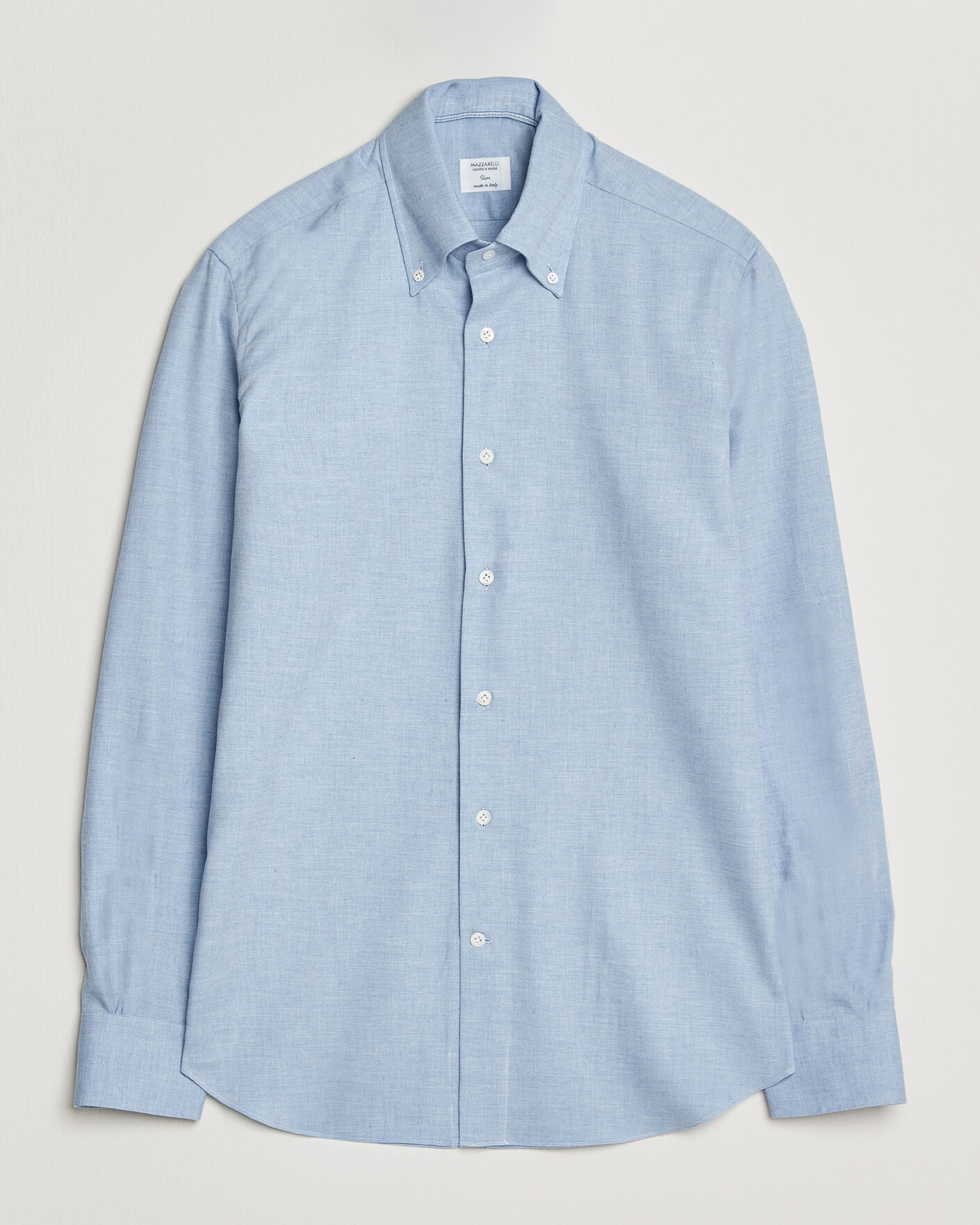 Herren | Hemden | Mazzarelli | Soft Flannel Button Down Shirt Light Blue