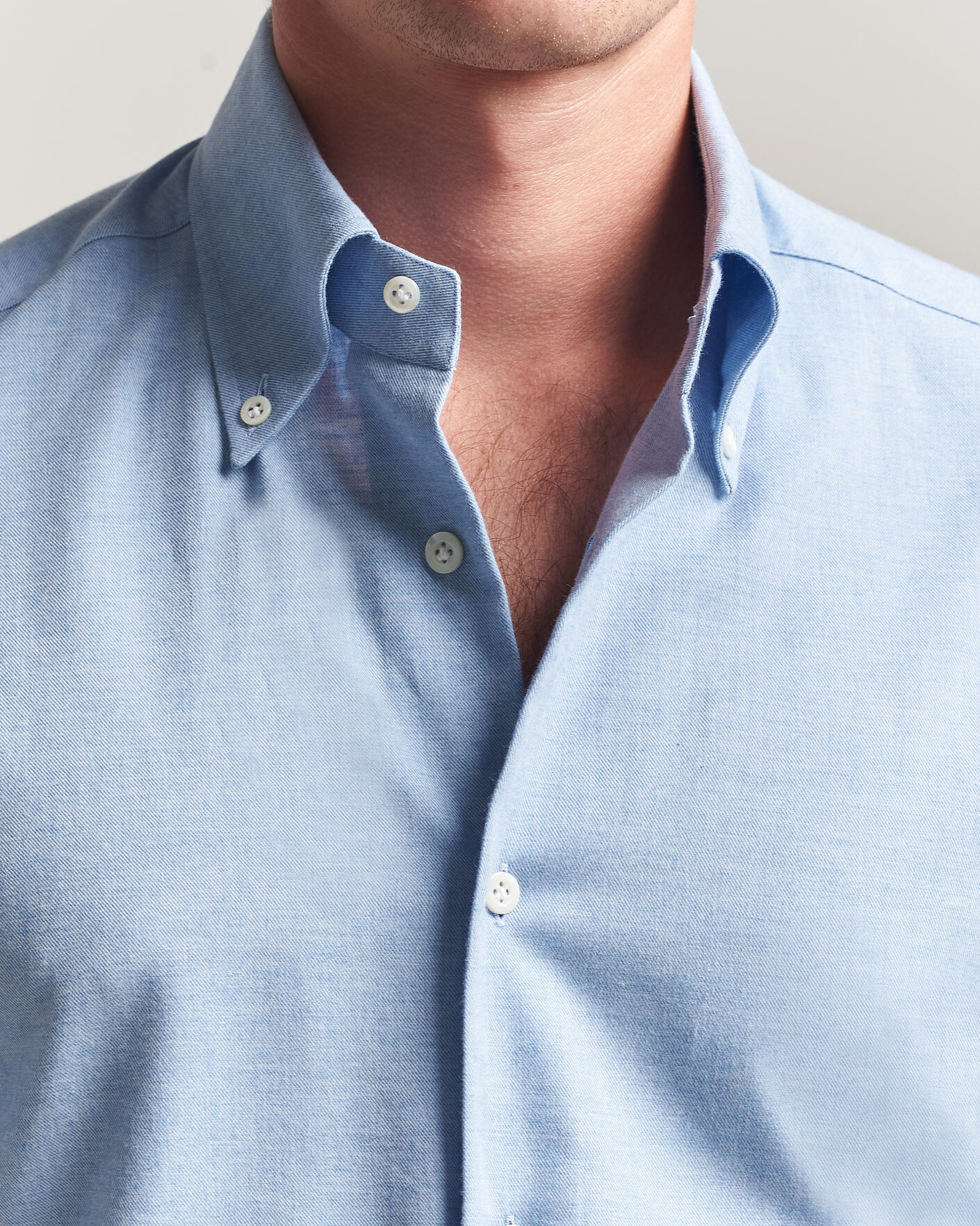 Herren | Hemden | Mazzarelli | Soft Flannel Button Down Shirt Light Blue