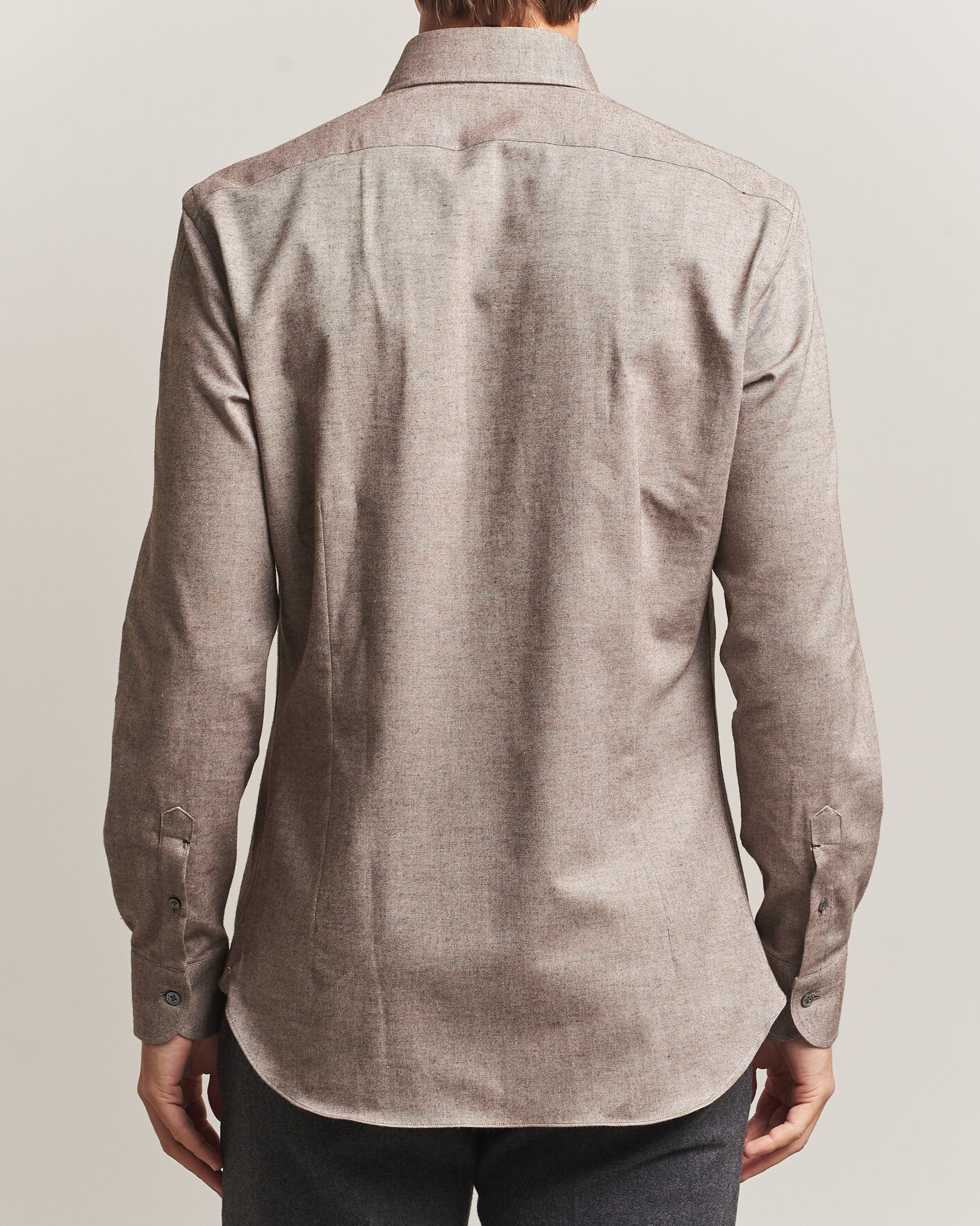 Herren | Hemden | Mazzarelli | Soft Flannel Button Down Shirt Taupe