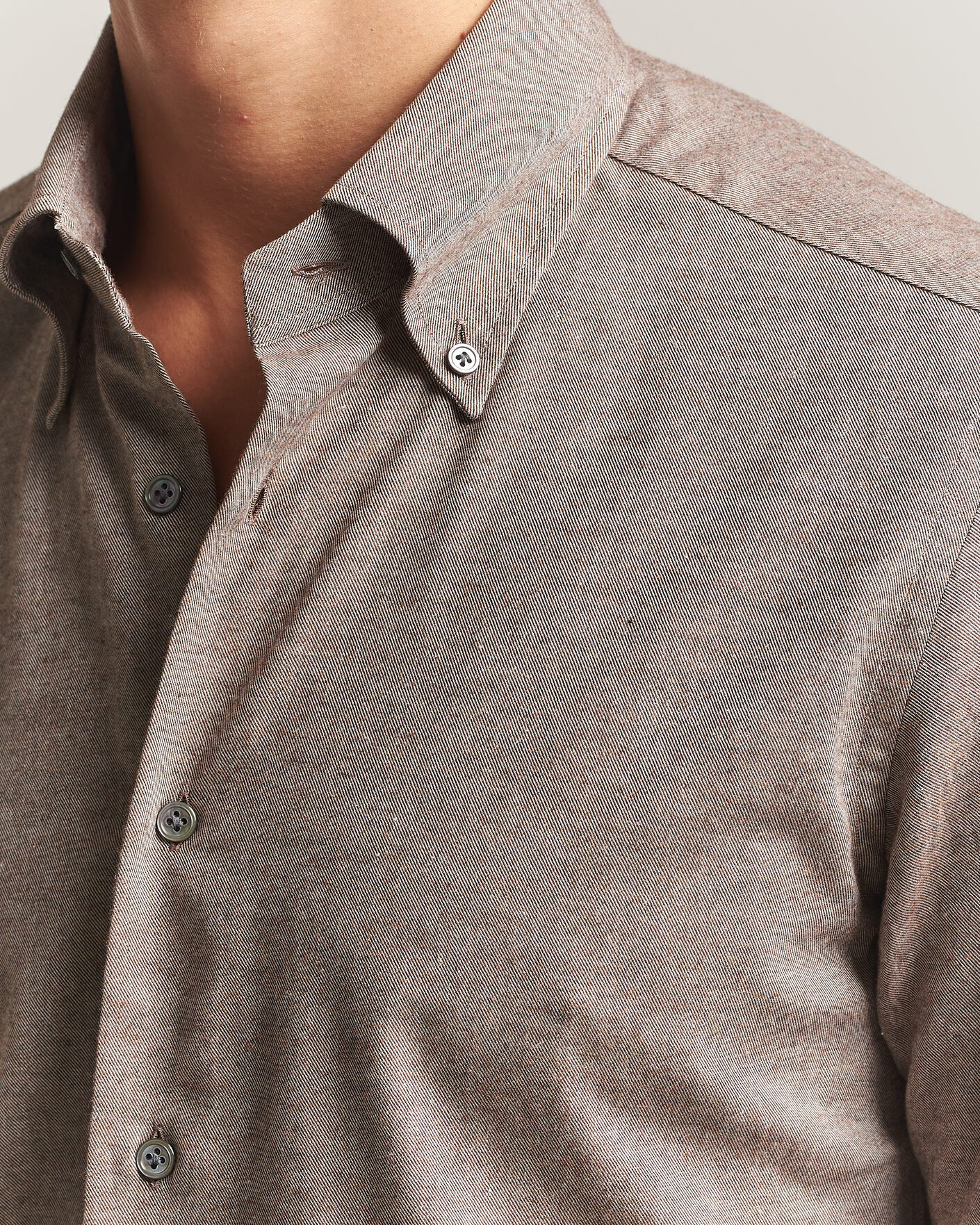 Herren | Hemden | Mazzarelli | Soft Flannel Button Down Shirt Taupe