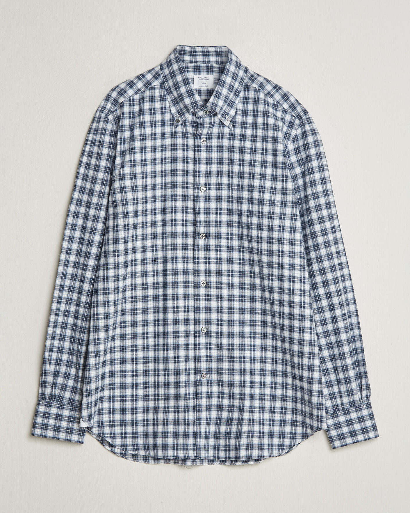 Herren | Hemden | Mazzarelli | Soft Flannel Button Down Shirt Navy