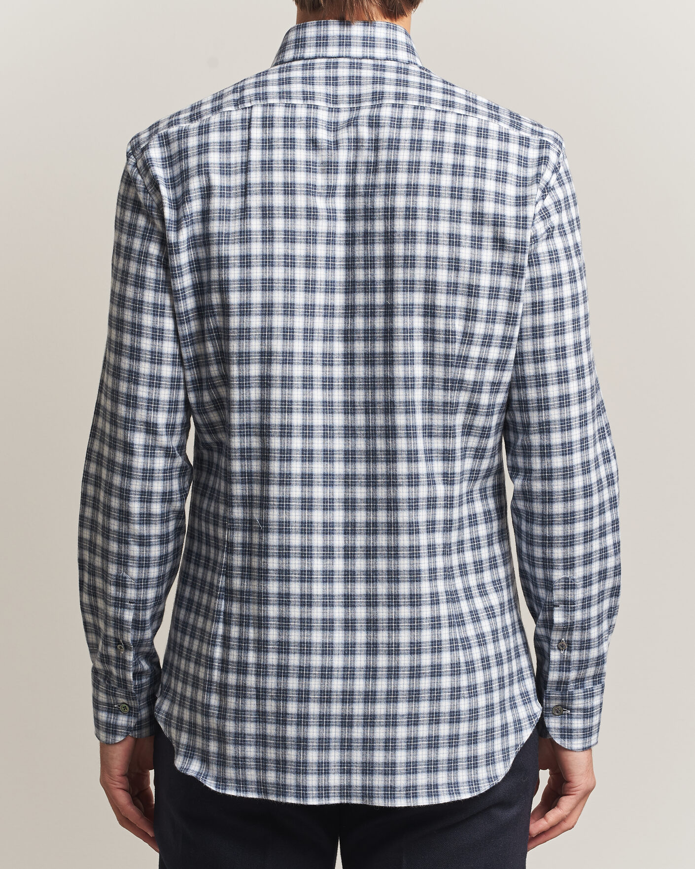 Herren | Hemden | Mazzarelli | Soft Flannel Button Down Shirt Navy
