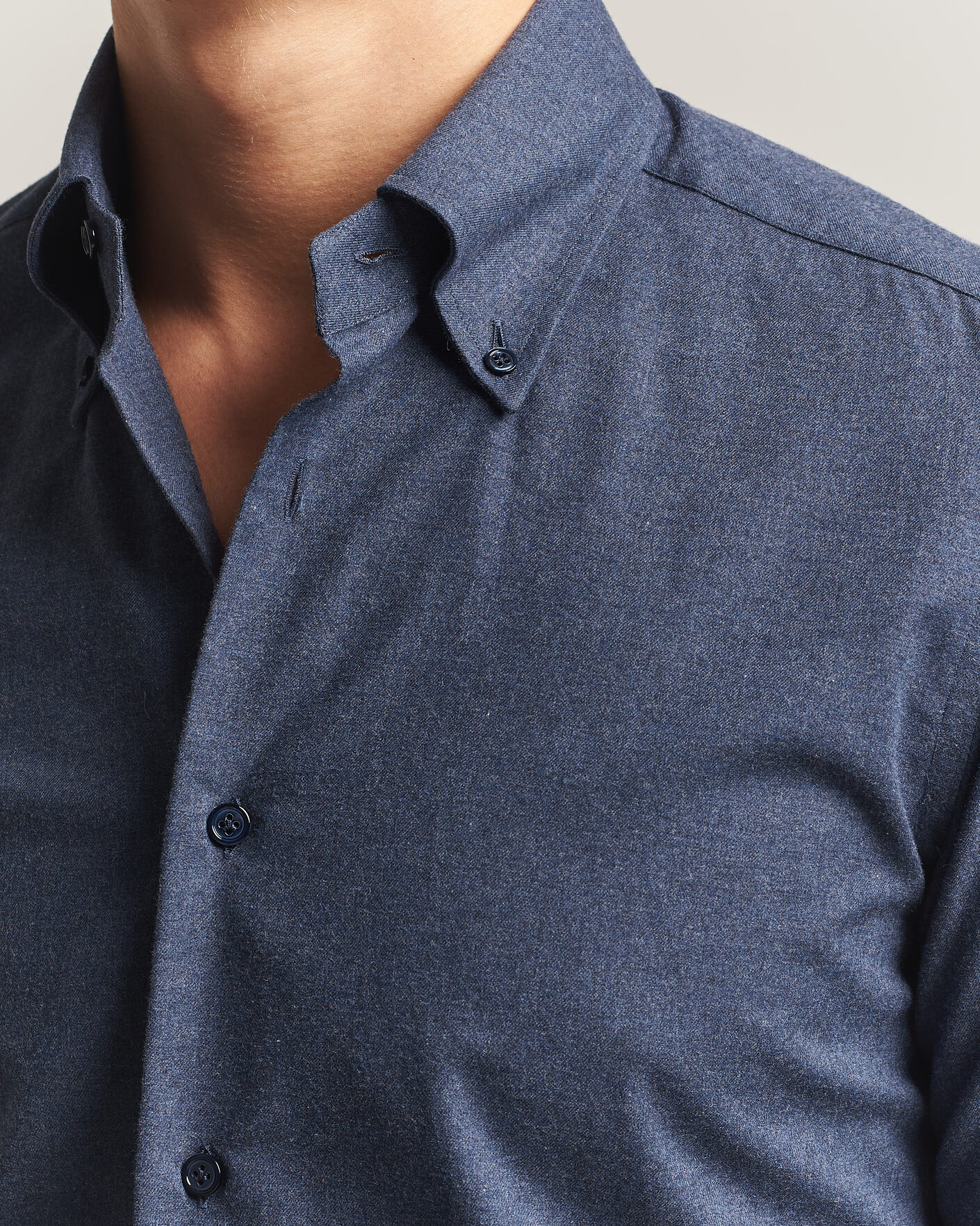 Herren | Hemden | Mazzarelli | Soft Flannel Button Down Shirt Navy