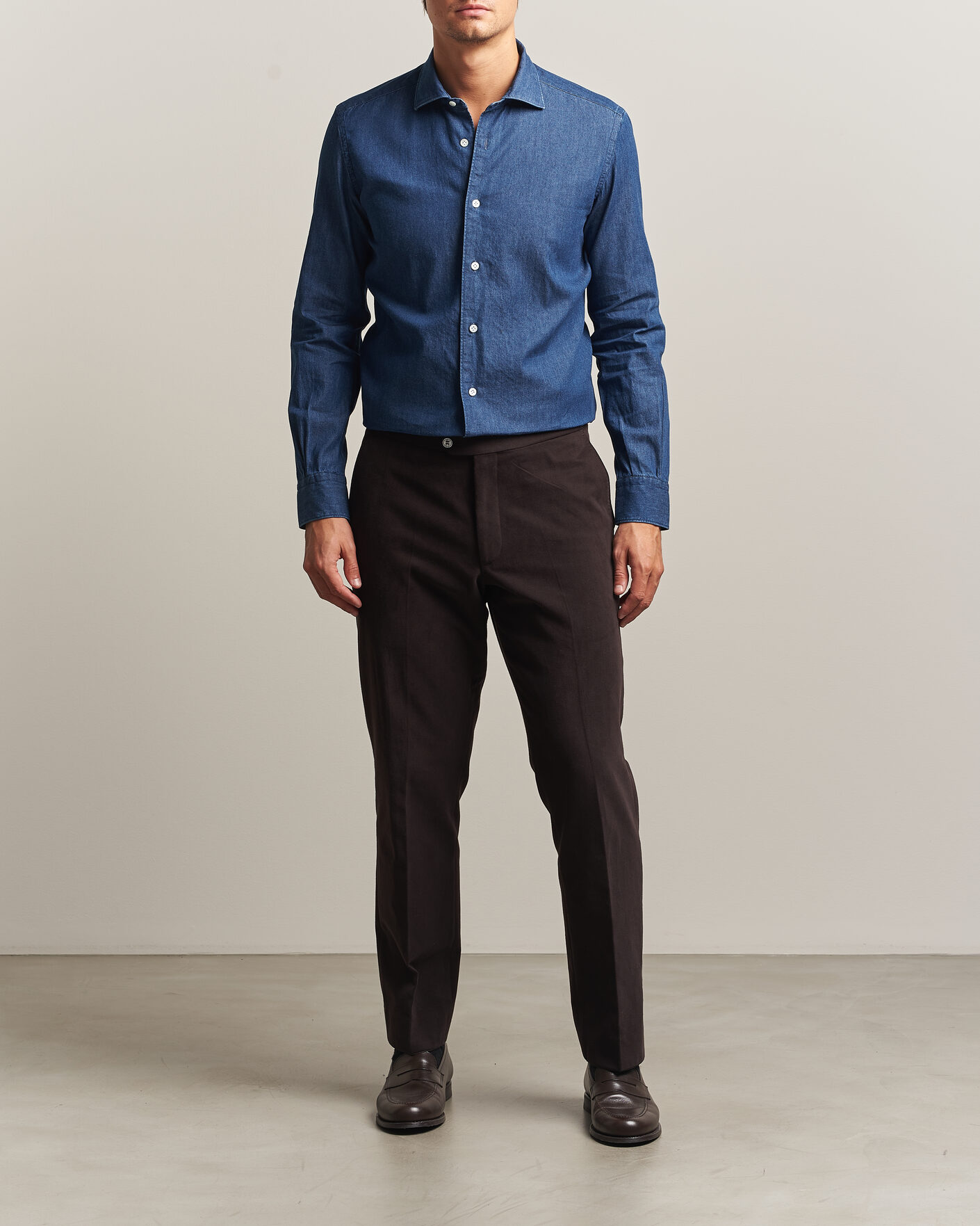 Herren | Hemden | Mazzarelli | Soft Denim Shirt Blue Wash