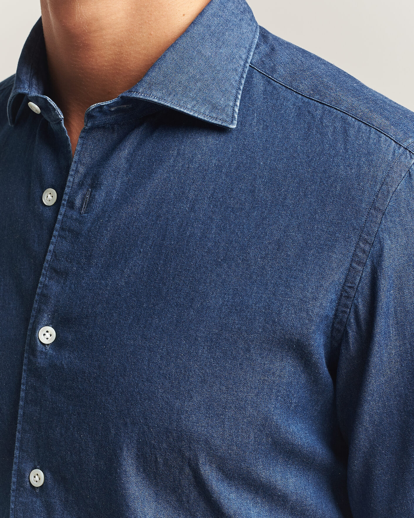 Herren | Hemden | Mazzarelli | Soft Denim Shirt Blue Wash
