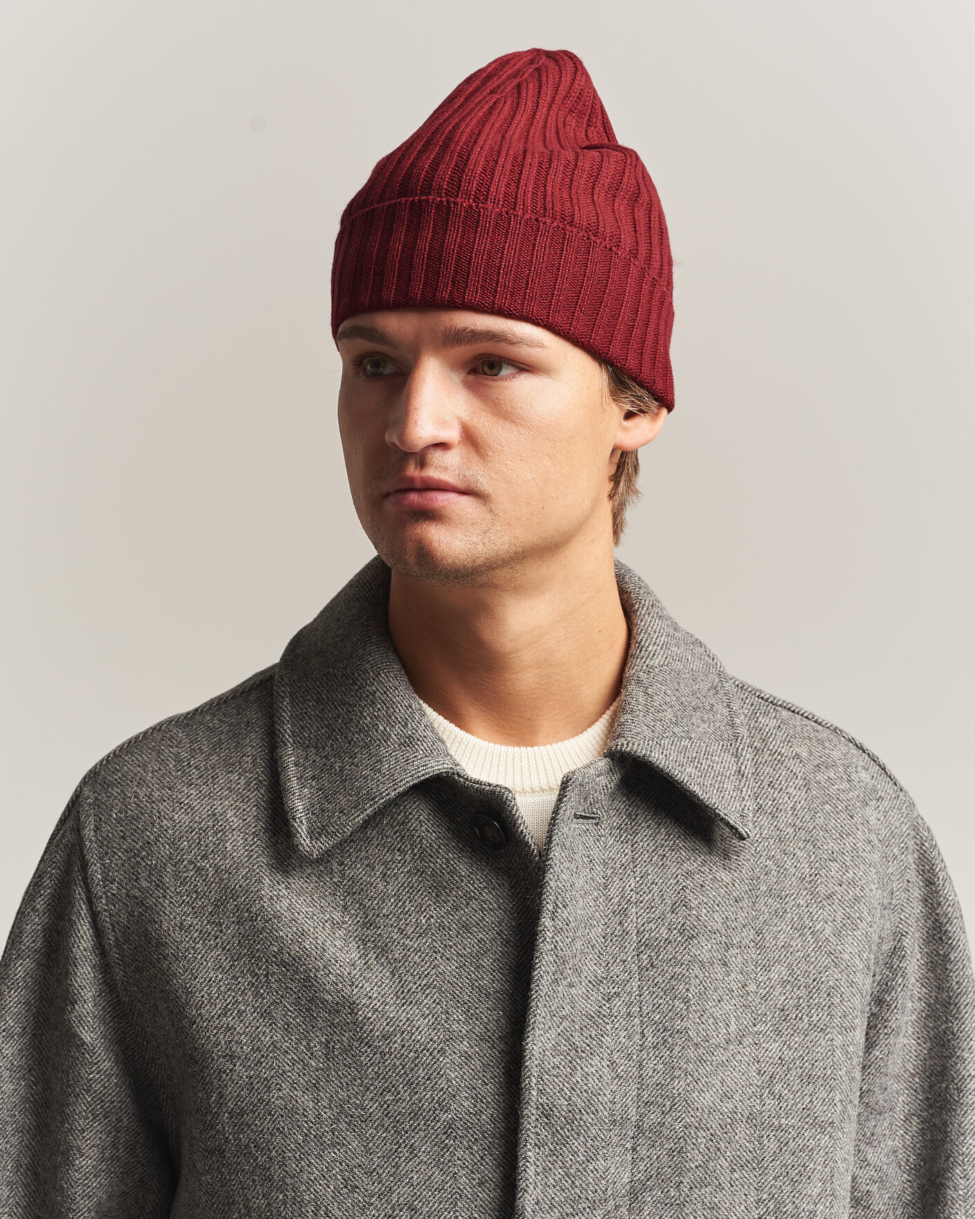 Herren | Mützen | Piacenza Cashmere | Ribbed Cashmere Beanie Burgundy