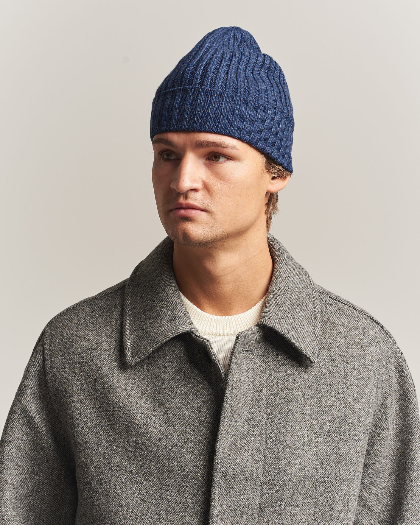 Herren | Mützen | Piacenza Cashmere | Ribbed Cashmere Beanie Dark Blue