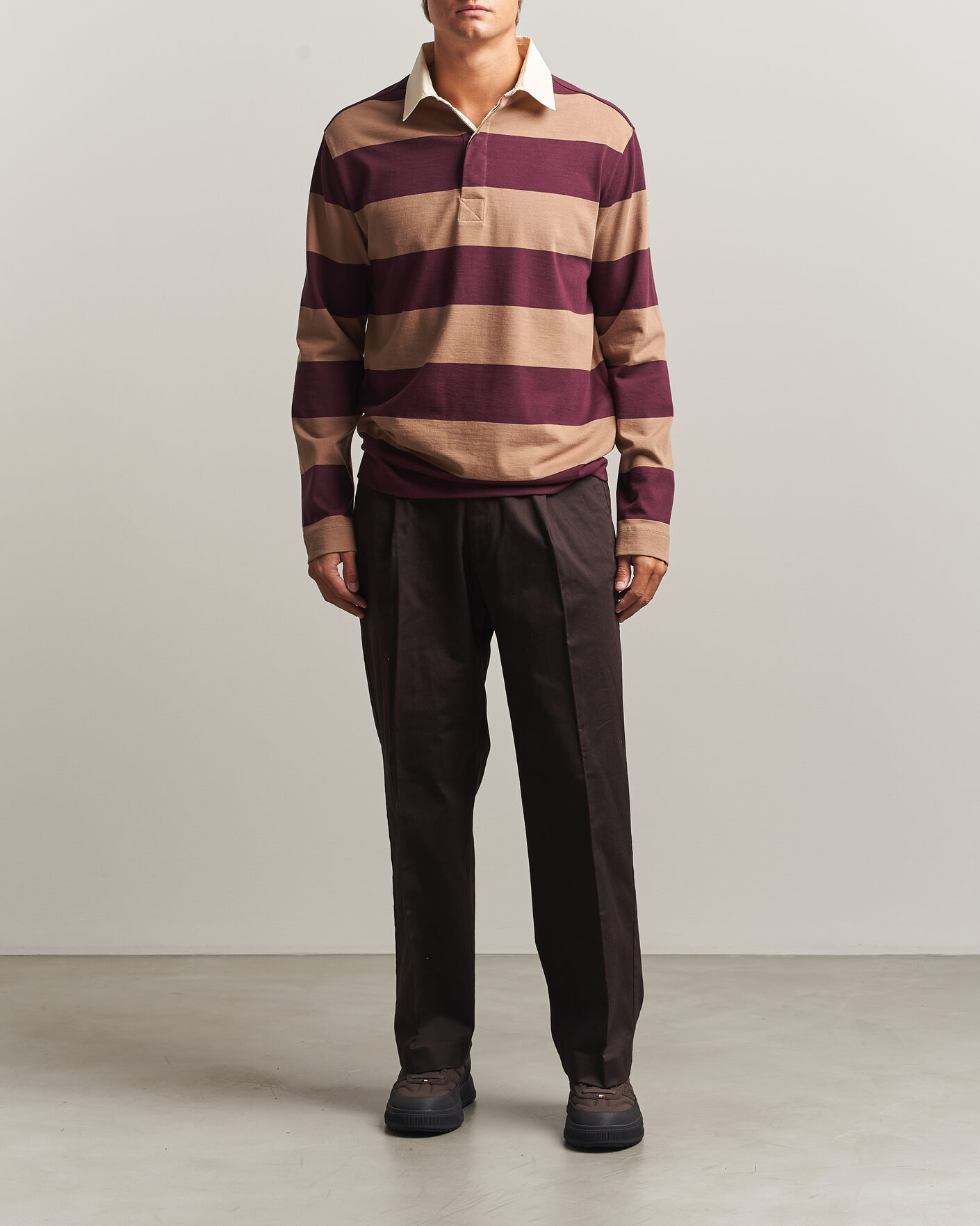 Herren | Pullover | Moncler | Striped Rugby Sweater Brown/Burgundy