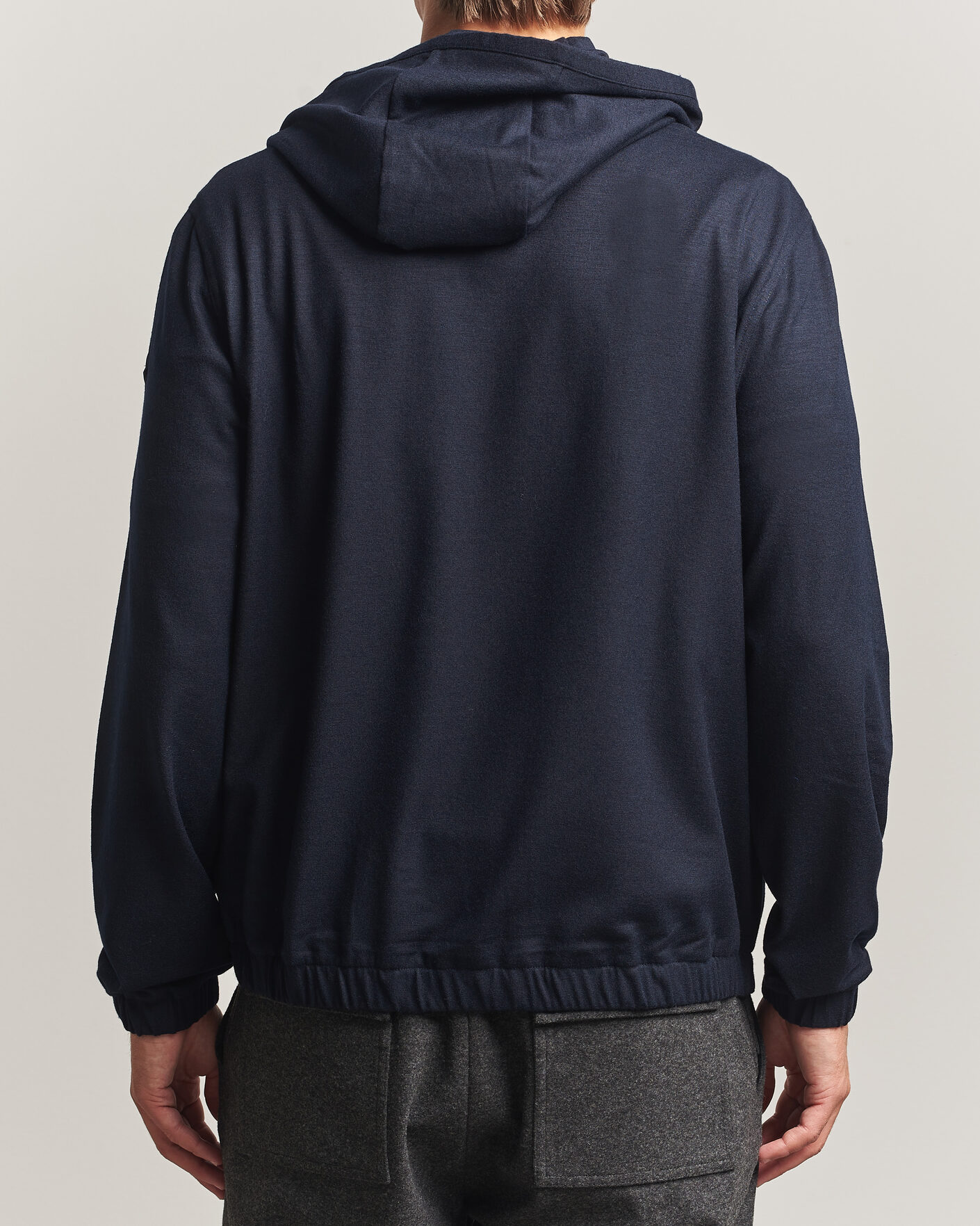 Herren | Pullover | Moncler | Full Zip Flannel Hoodie Navy