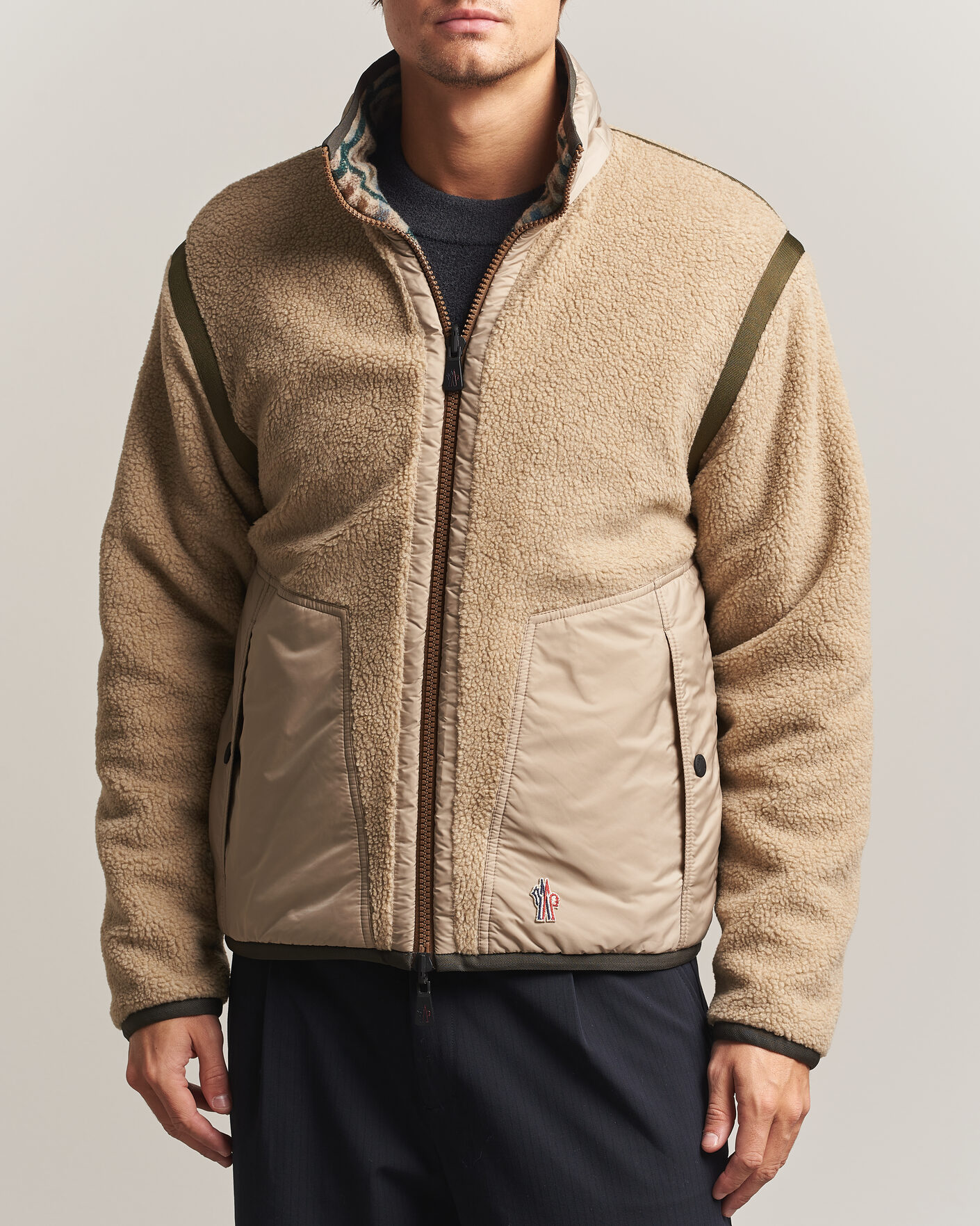 Herren | Pullover | Moncler Grenoble | Sherpa Zip Cardigan Beige/Green