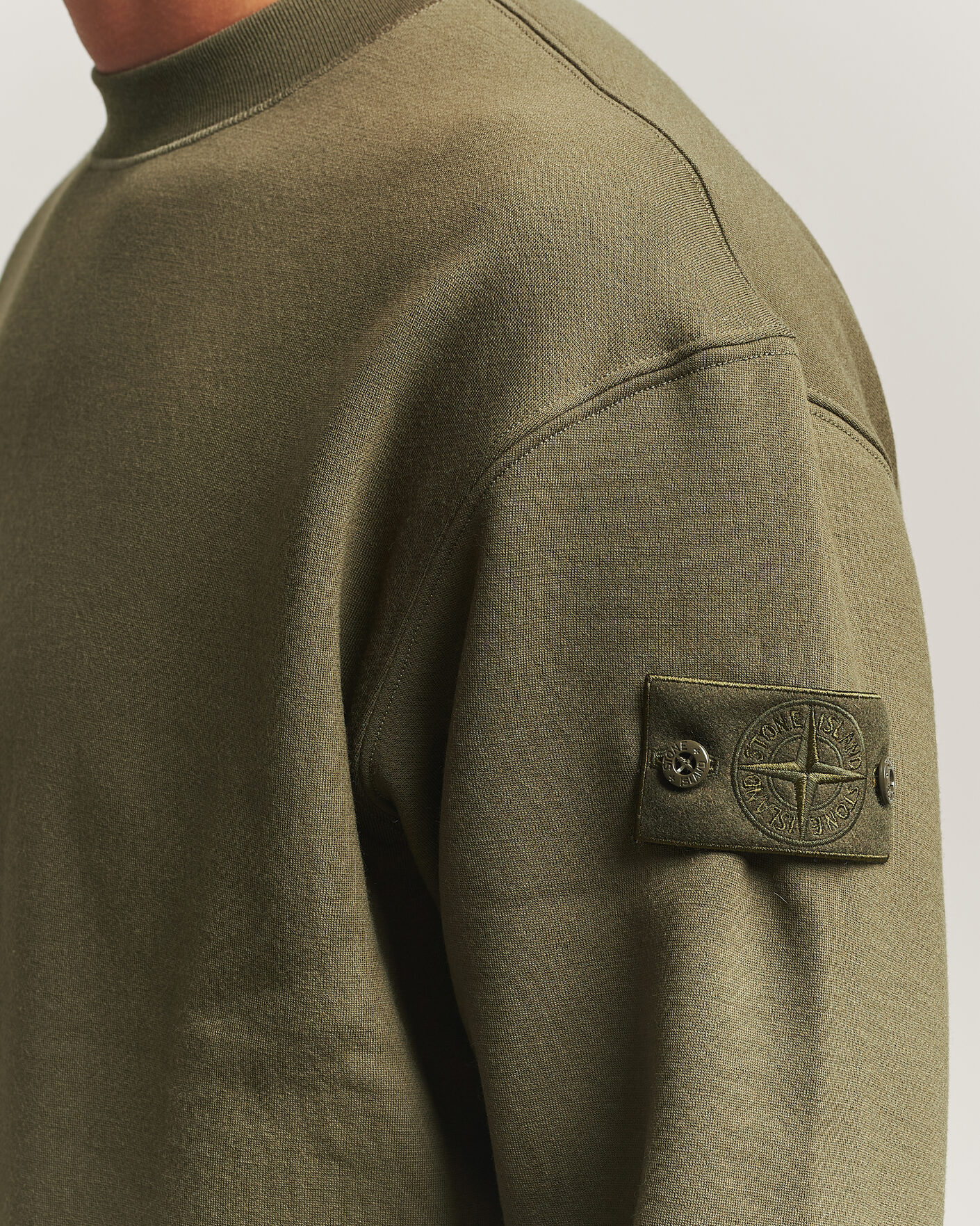 Herren | Pullover | Stone Island | Ghost Cotton/Wool Fleece Sweatshirt Miltary Green