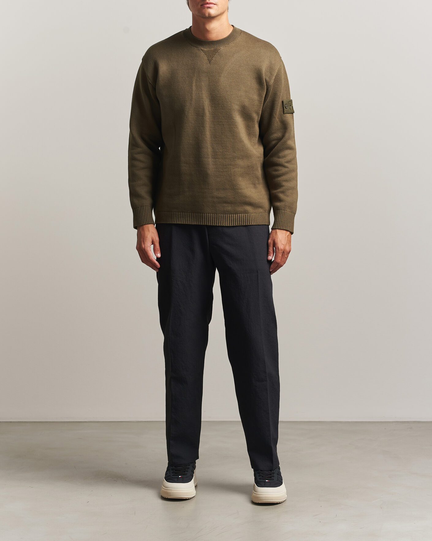 Herren | Pullover | Stone Island | Ghost Plush Stitch Winter Cotton Sweat Miltary Green