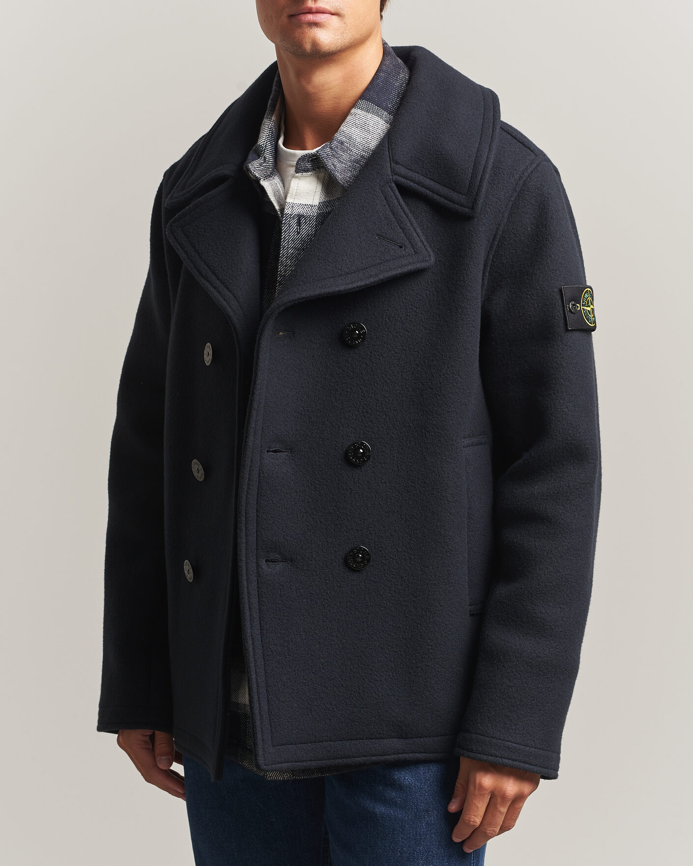 Herren | Jacken | Stone Island | Heavy Melton Wool Peacoat Navy Blue