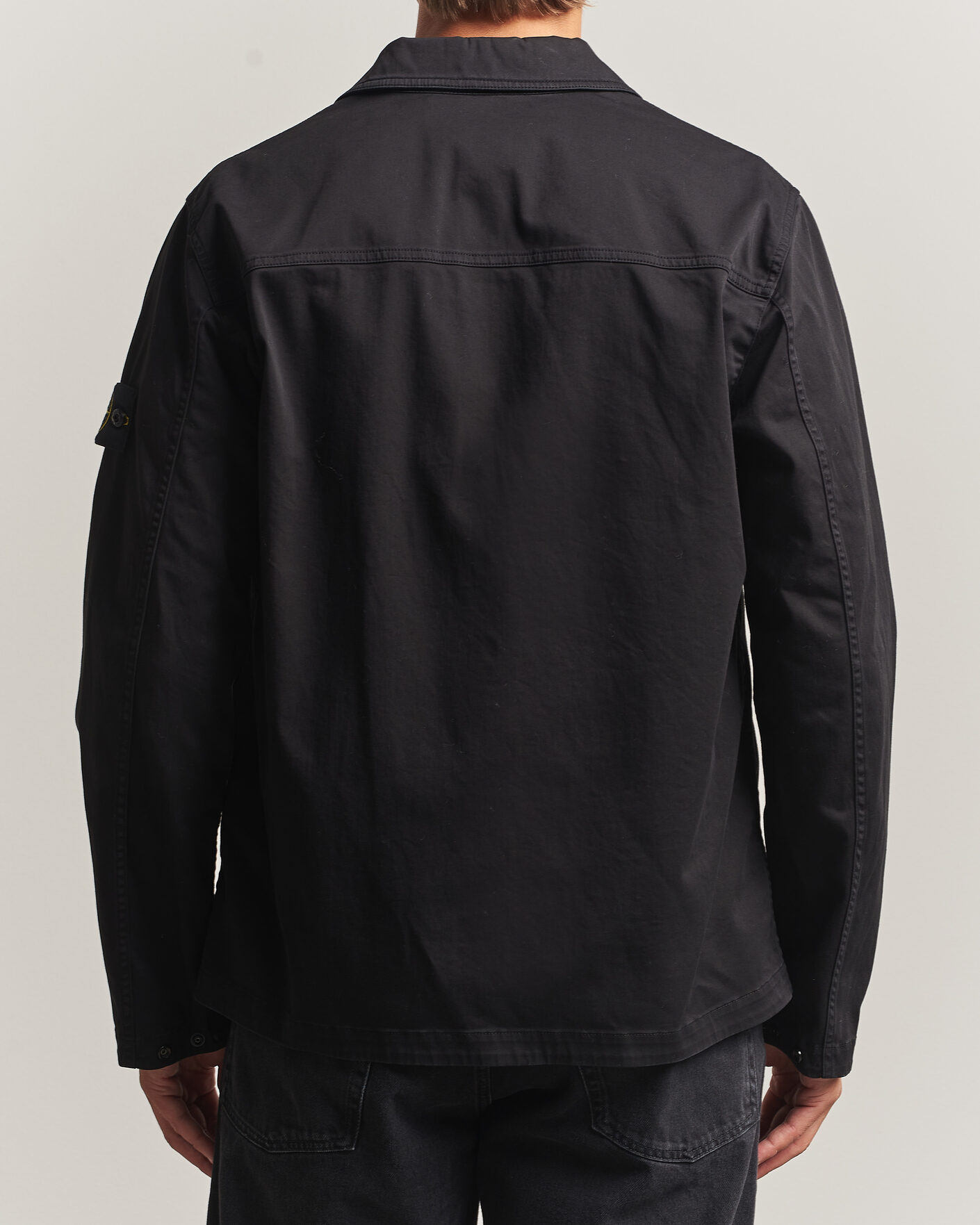 Herren | Hemden | Stone Island | Organic Cotton Satin Stretch Zip Overshirt Black