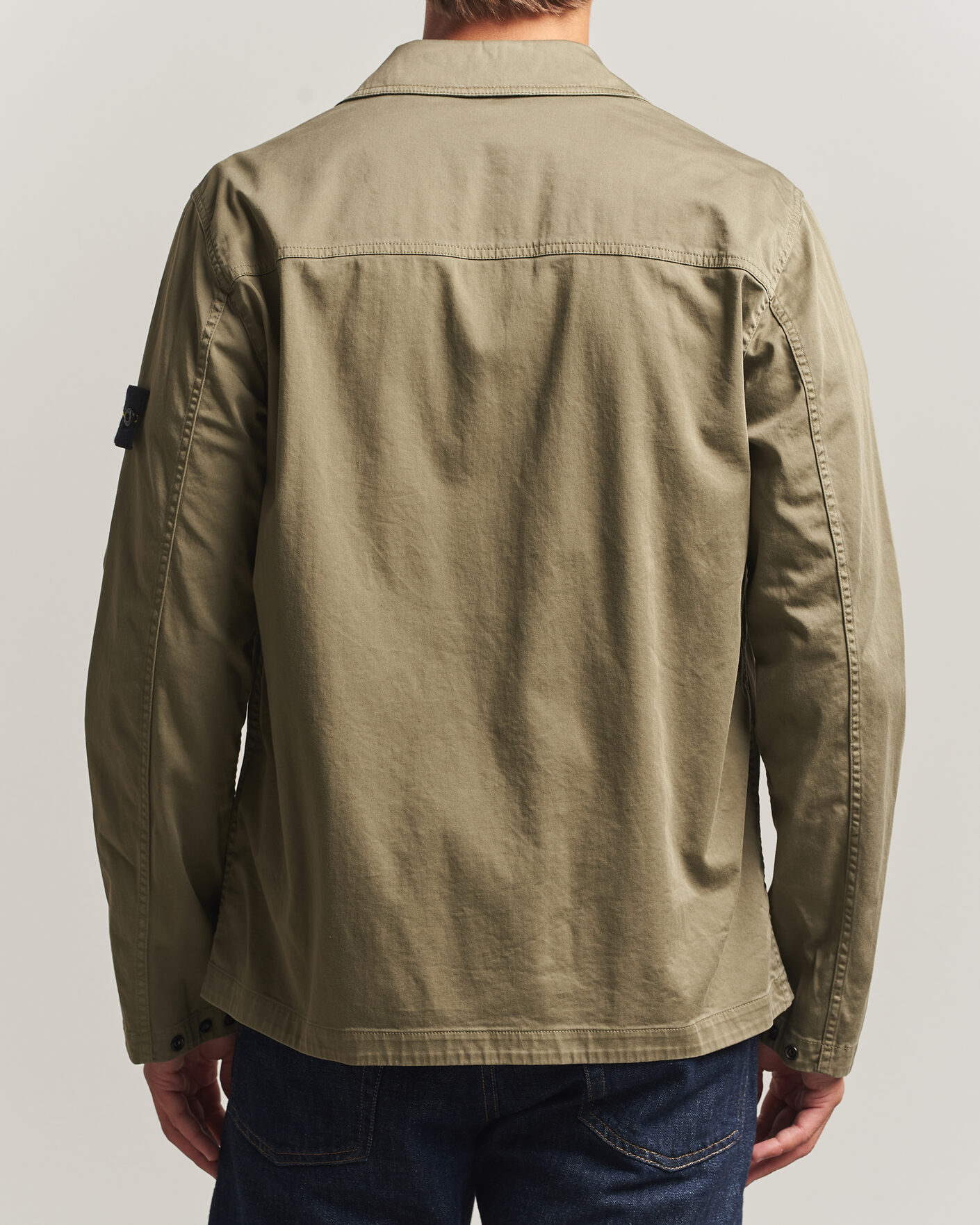 Herren | Hemden | Stone Island | Organic Cotton Satin Stretch Zip Overshirt Miltary Green