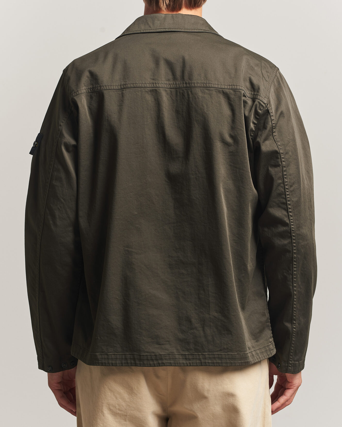 Herren | Hemden | Stone Island | Organic Cotton Satin Stretch Zip Overshirt Grey