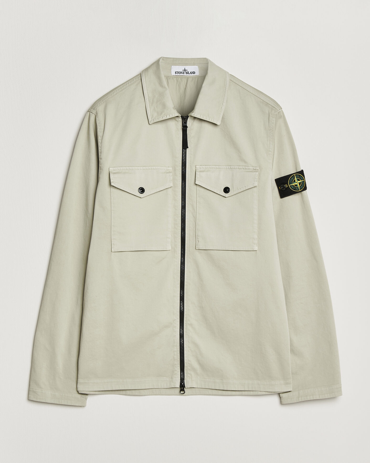Herren | Hemden | Stone Island | Organic Cotton Satin Stretch Zip Overshirt Sand