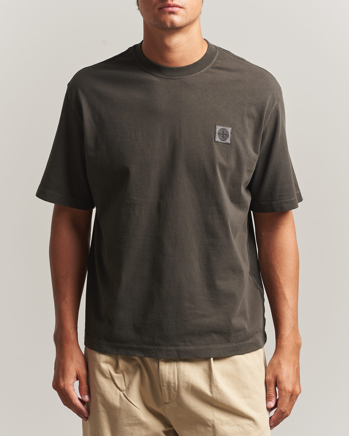 Herren | T-Shirts | Stone Island | Combed Organic Cotton T-Shirt Coal Grey